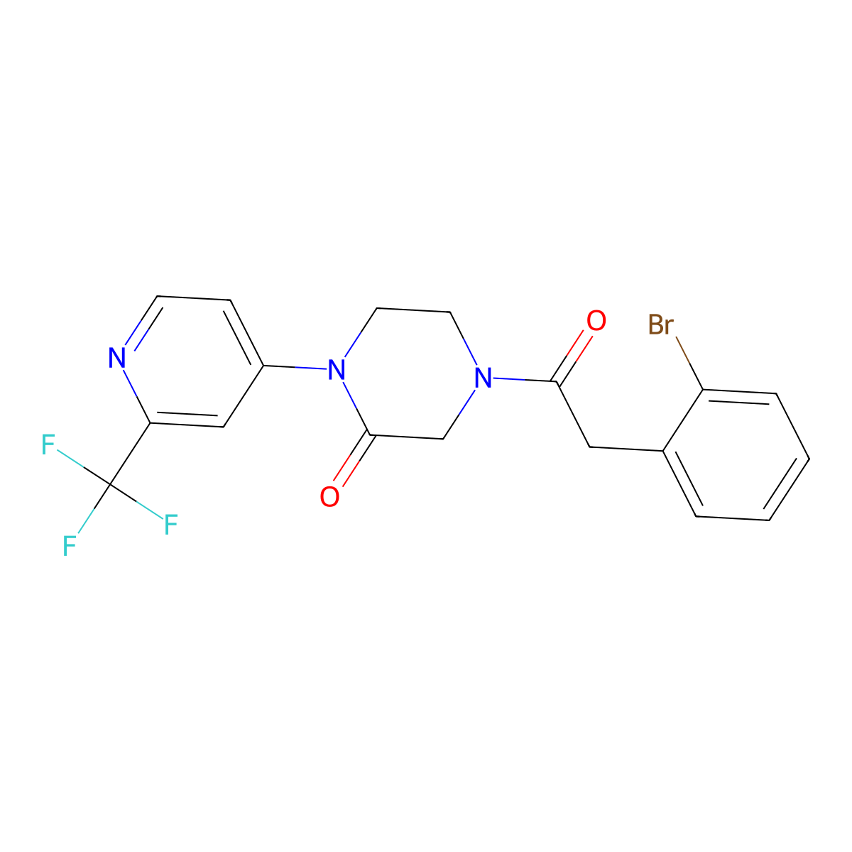 4-[2-(2-Bromophenyl)acetyl]-1-[2-(trifluoromethyl)pyridin-4-yl]piperazin-2-one molecular structure, CAS 2380167-95-1