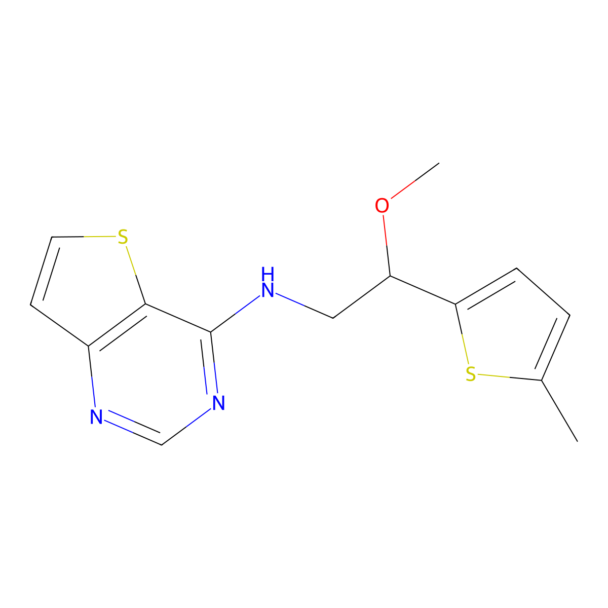 N-[2-Methoxy-2-(5-methylthiophen-2-yl)ethyl]thieno[3,2-d]pyrimidin-4-amine molecular structure, CAS 2380167-96-2