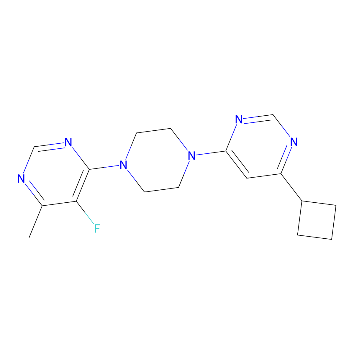 4-[4-(6-Cyclobutylpyrimidin-4-yl)piperazin-1-yl]-5-fluoro-6-methylpyrimidine molecular structure, CAS 2380167-97-3