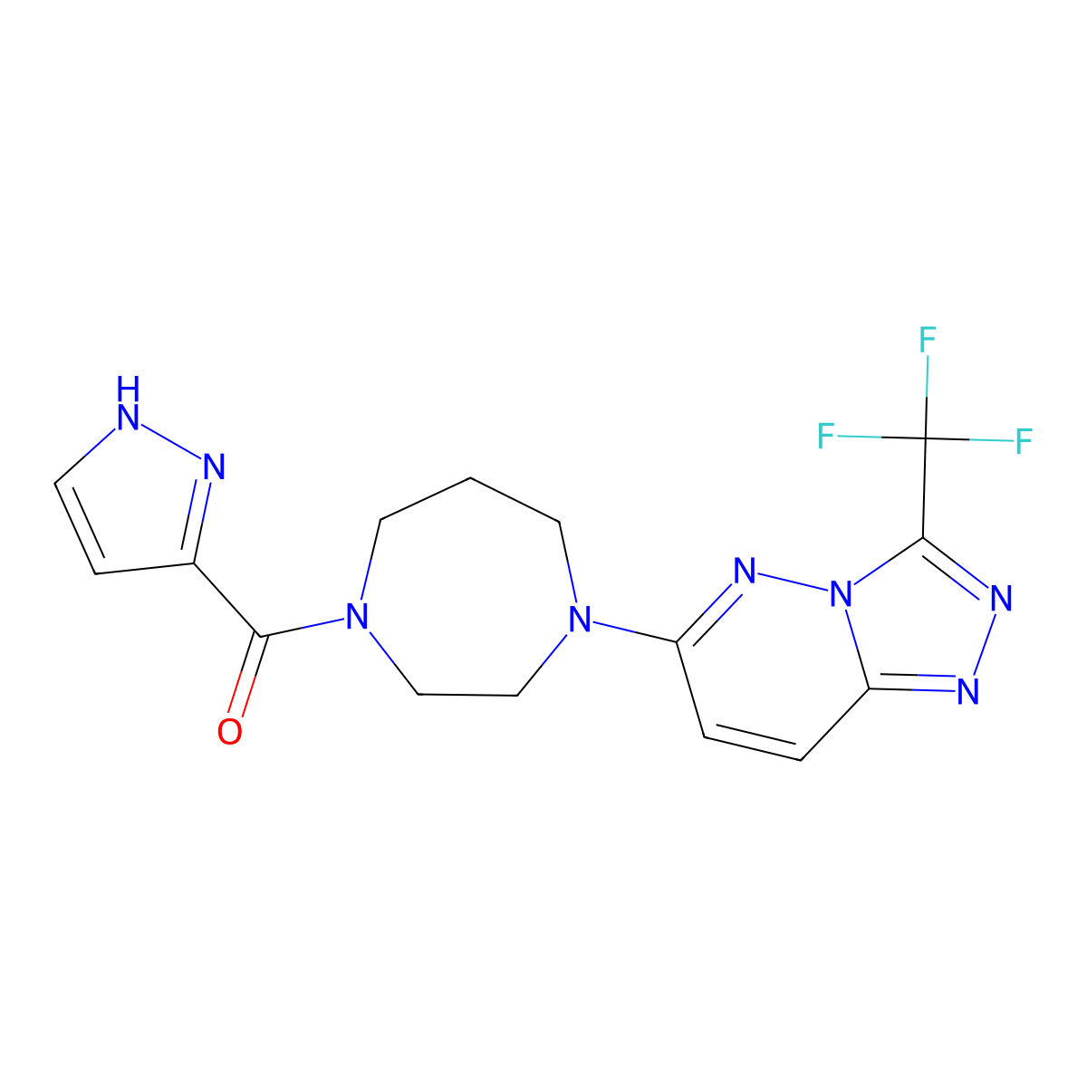 1-(1H-pyrazole-3-carbonyl)-4-[3-(trifluoromethyl)-[1,2,4]triazolo[4,3-b]pyridazin-6-yl]-1,4-diazepane molecular structure, CAS 2380168-06-7