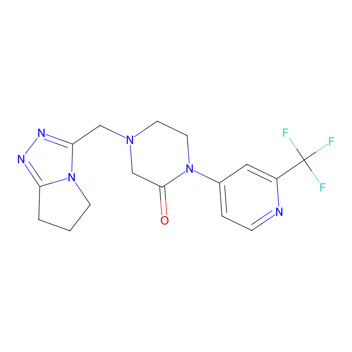 4-({5H,6H,7H-pyrrolo[2,1-c][1,2,4]triazol-3-yl}methyl)-1-[2-(trifluoromethyl)pyridin-4-yl]piperazin-2-one molecular structure, CAS 2380168-11-4