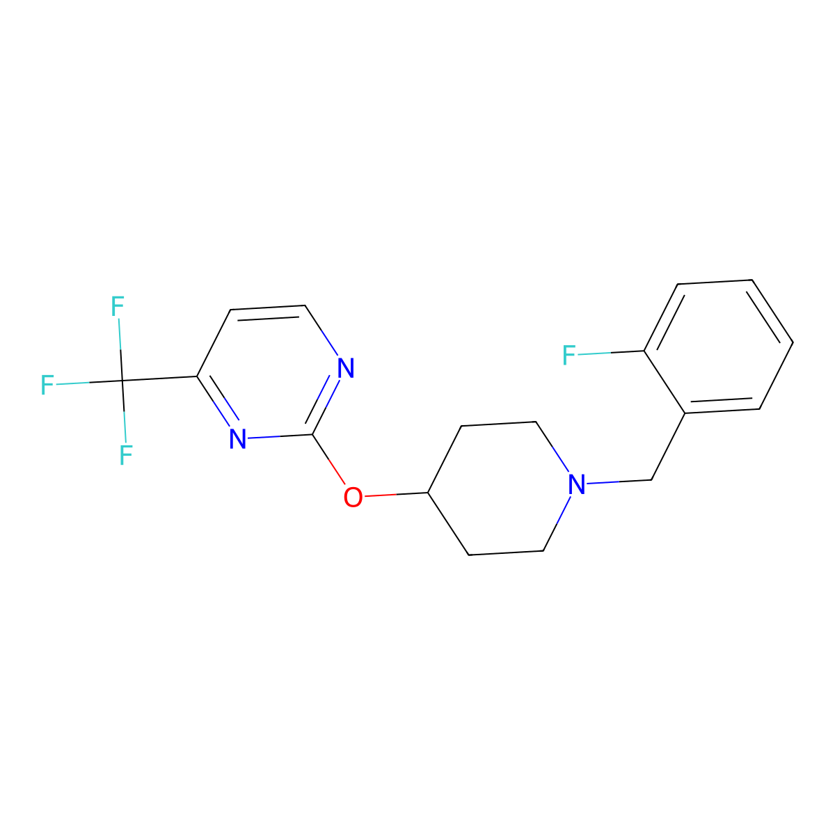 2-({1-[(2-Fluorophenyl)methyl]piperidin-4-yl}oxy)-4-(trifluoromethyl)pyrimidine molecular structure, CAS 2380168-12-5