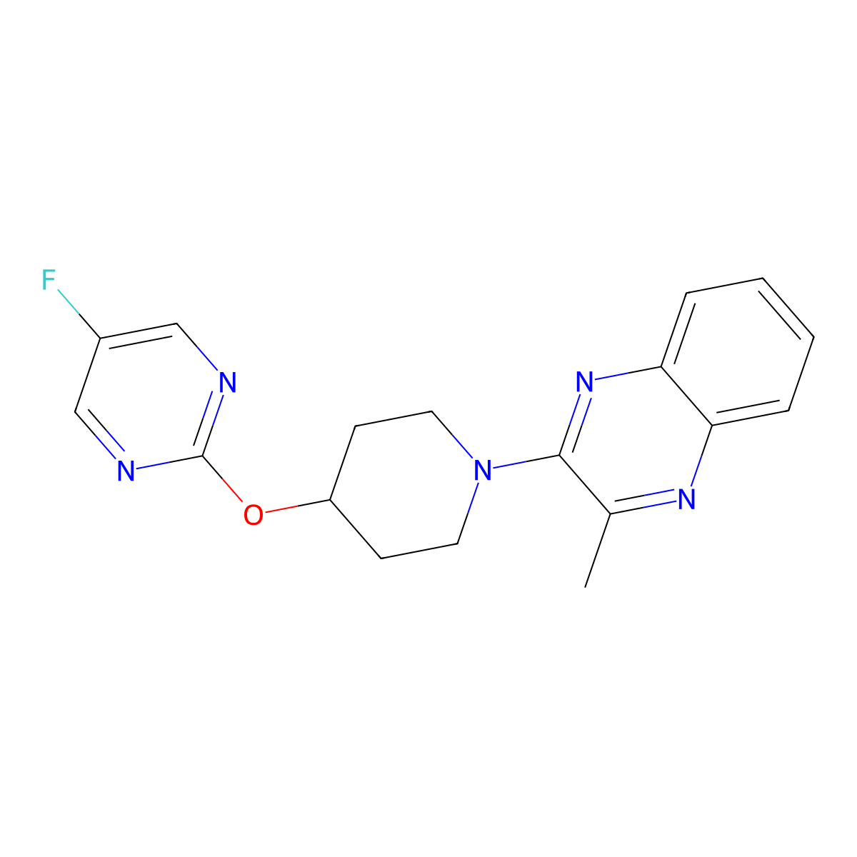 2-{4-[(5-Fluoropyrimidin-2-yl)oxy]piperidin-1-yl}-3-methylquinoxaline molecular structure, CAS 2380168-15-8