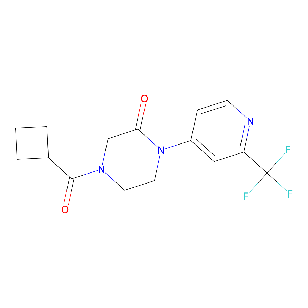 4-Cyclobutanecarbonyl-1-[2-(trifluoromethyl)pyridin-4-yl]piperazin-2-one molecular structure, CAS 2380168-20-5