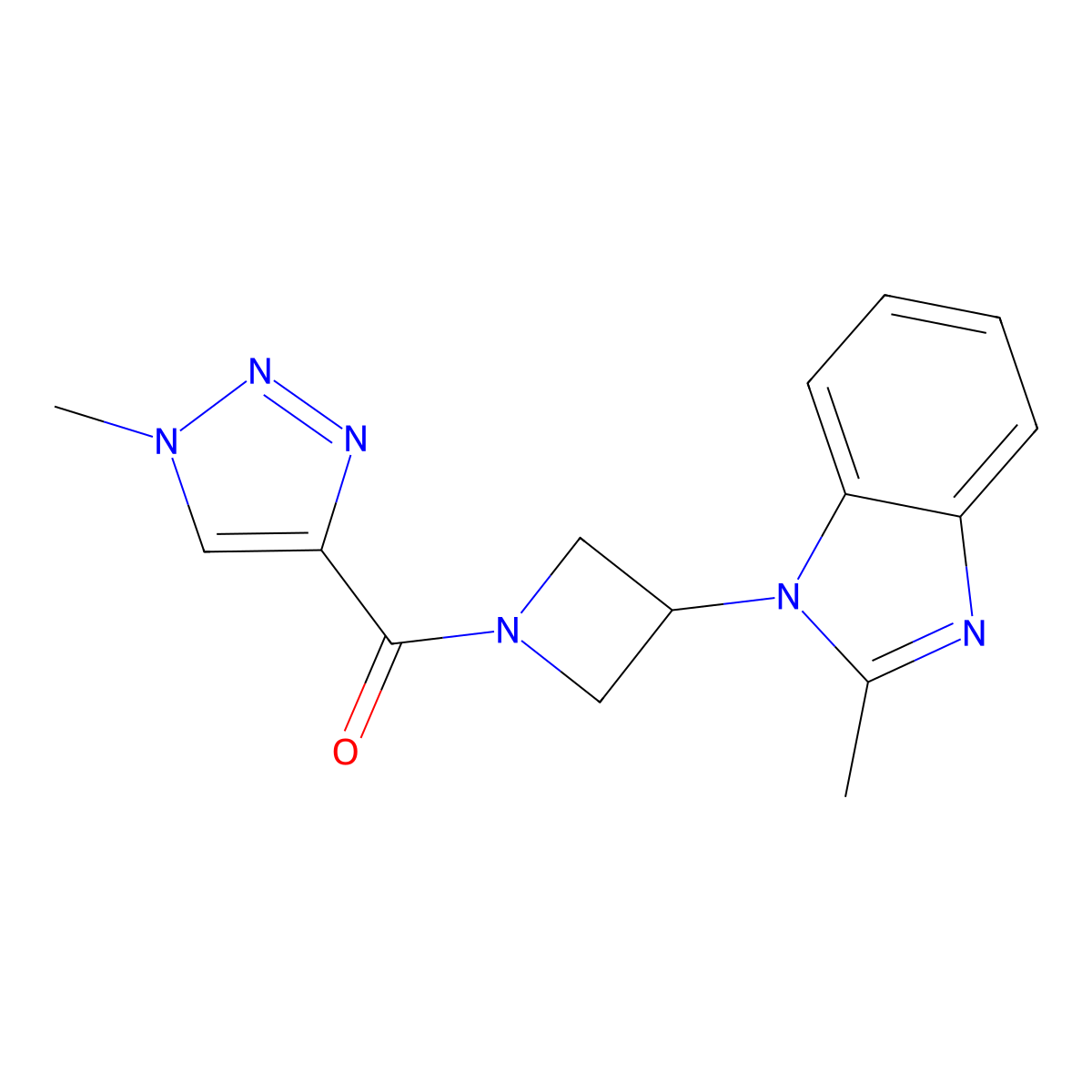 2-methyl-1-[1-(1-methyl-1H-1,2,3-triazole-4-carbonyl)azetidin-3-yl]-1H-1,3-benzodiazole molecular structure, CAS 2380168-21-6