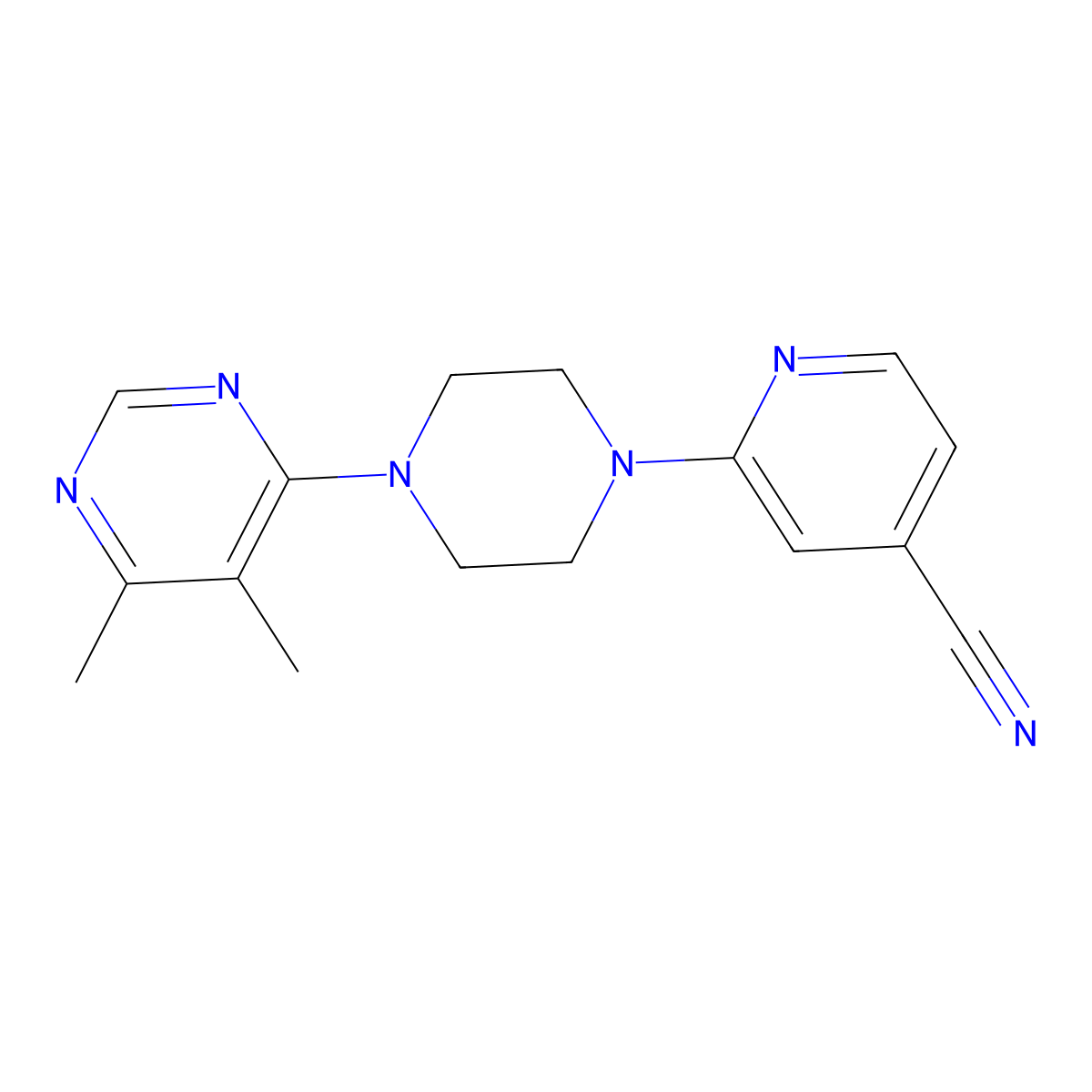 2-[4-(5,6-Dimethylpyrimidin-4-yl)piperazin-1-yl]pyridine-4-carbonitrile molecular structure, CAS 2380168-22-7