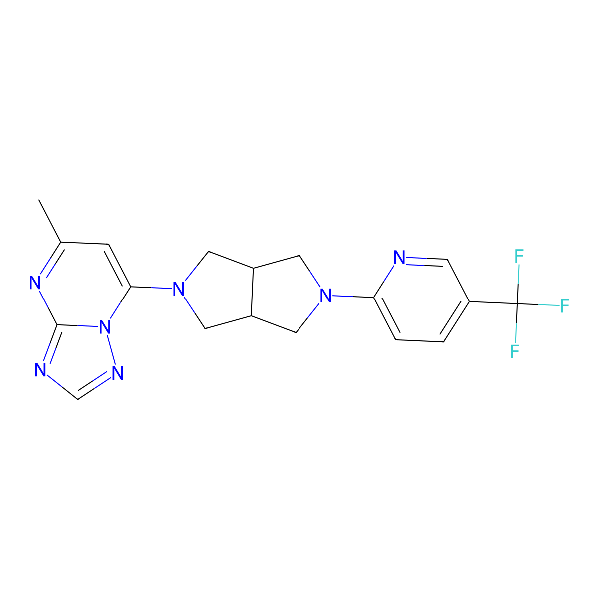 2-(5-{5-Methyl-[1,2,4]triazolo[1,5-a]pyrimidin-7-yl}-octahydropyrrolo[3,4-c]pyrrol-2-yl)-5-(trifluoromethyl)pyridine molecular structure, CAS 2380168-24-9