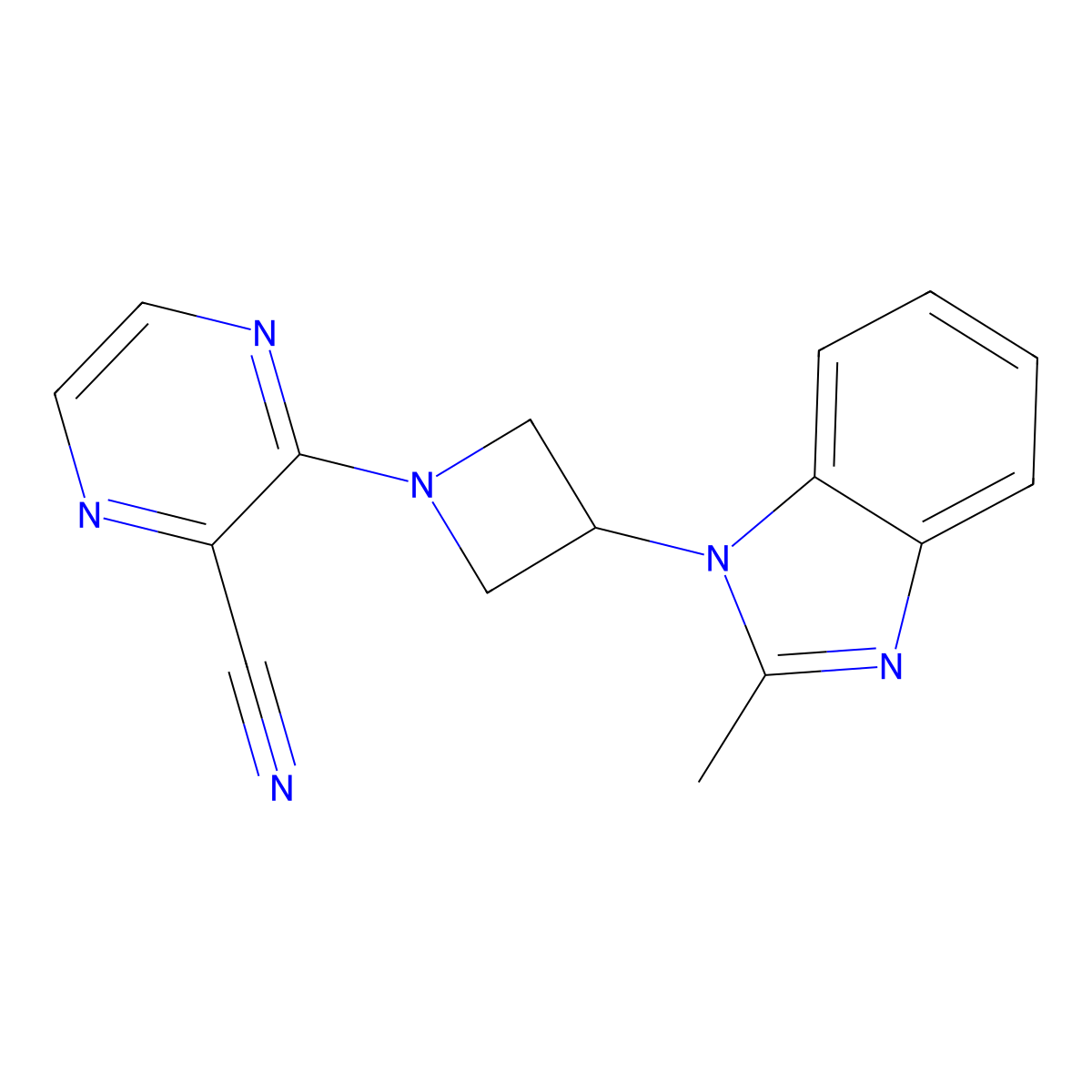 3-[3-(2-methyl-1H-1,3-benzodiazol-1-yl)azetidin-1-yl]pyrazine-2-carbonitrile molecular structure, CAS 2380168-27-2
