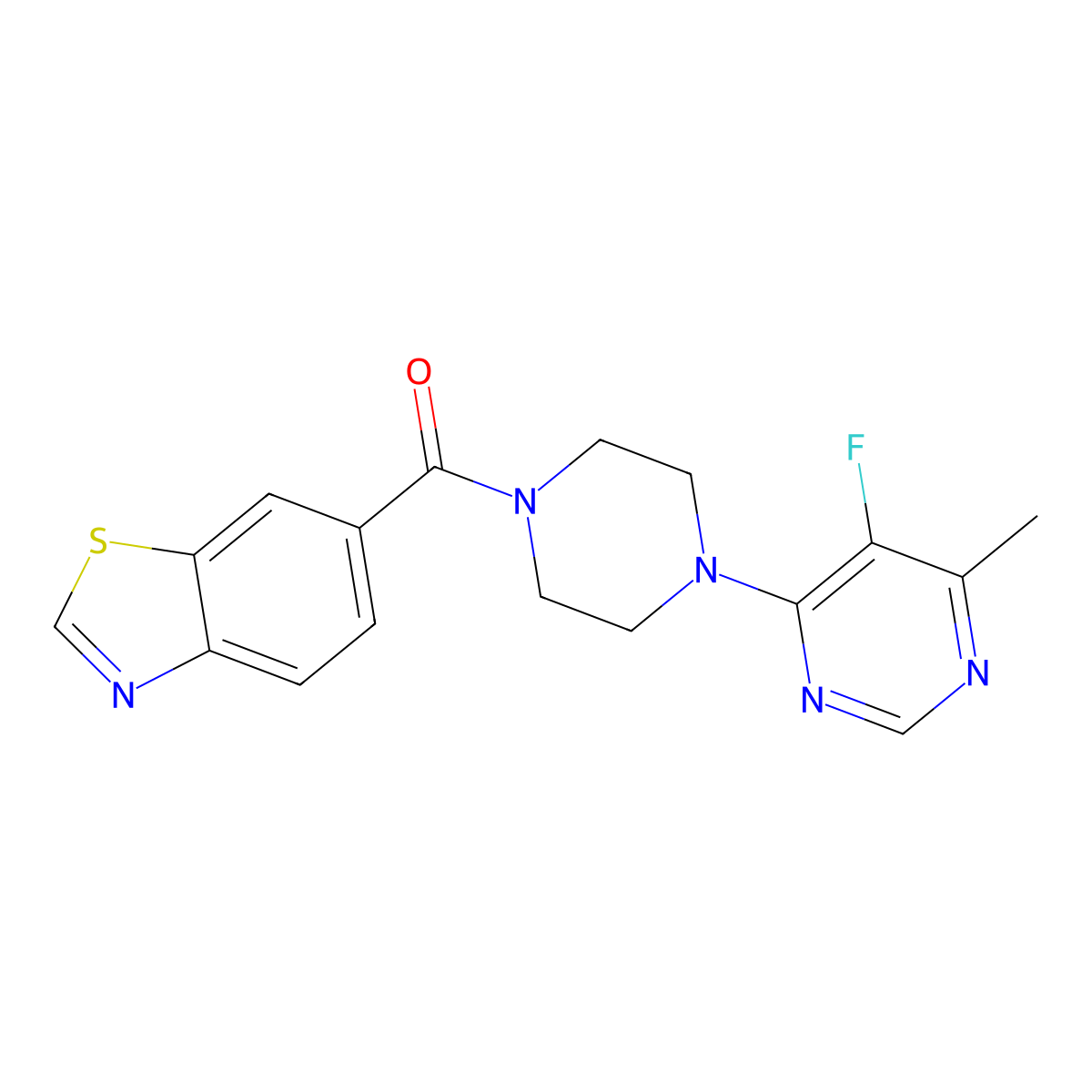 6-[4-(5-Fluoro-6-methylpyrimidin-4-yl)piperazine-1-carbonyl]-1,3-benzothiazole molecular structure, CAS 2380168-30-7