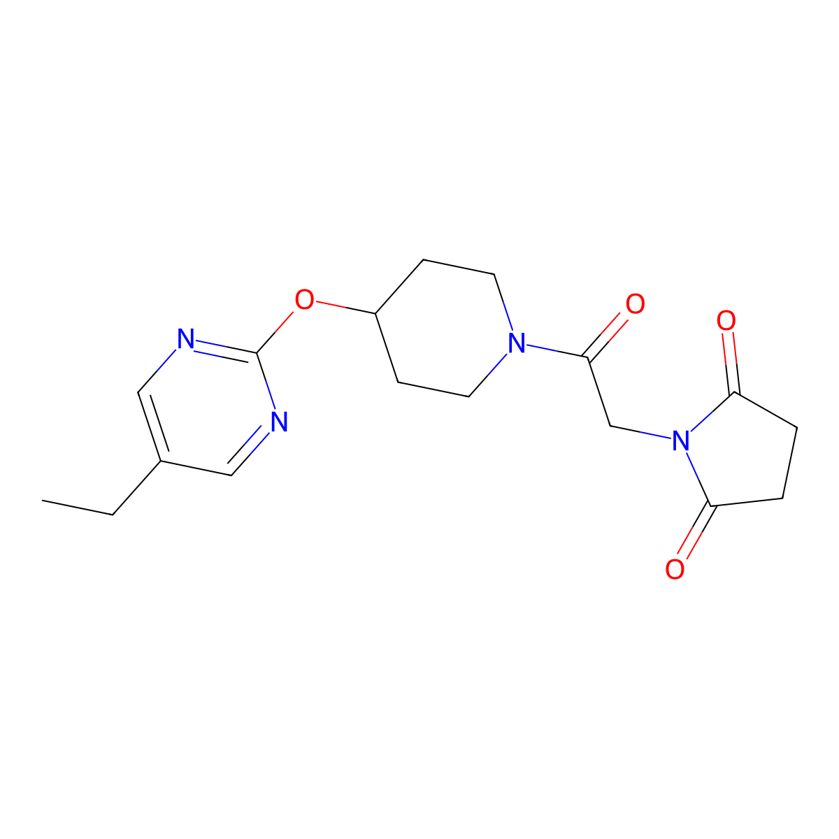 1-(2-{4-[(5-Ethylpyrimidin-2-yl)oxy]piperidin-1-yl}-2-oxoethyl)pyrrolidine-2,5-dione molecular structure, CAS 2380168-31-8