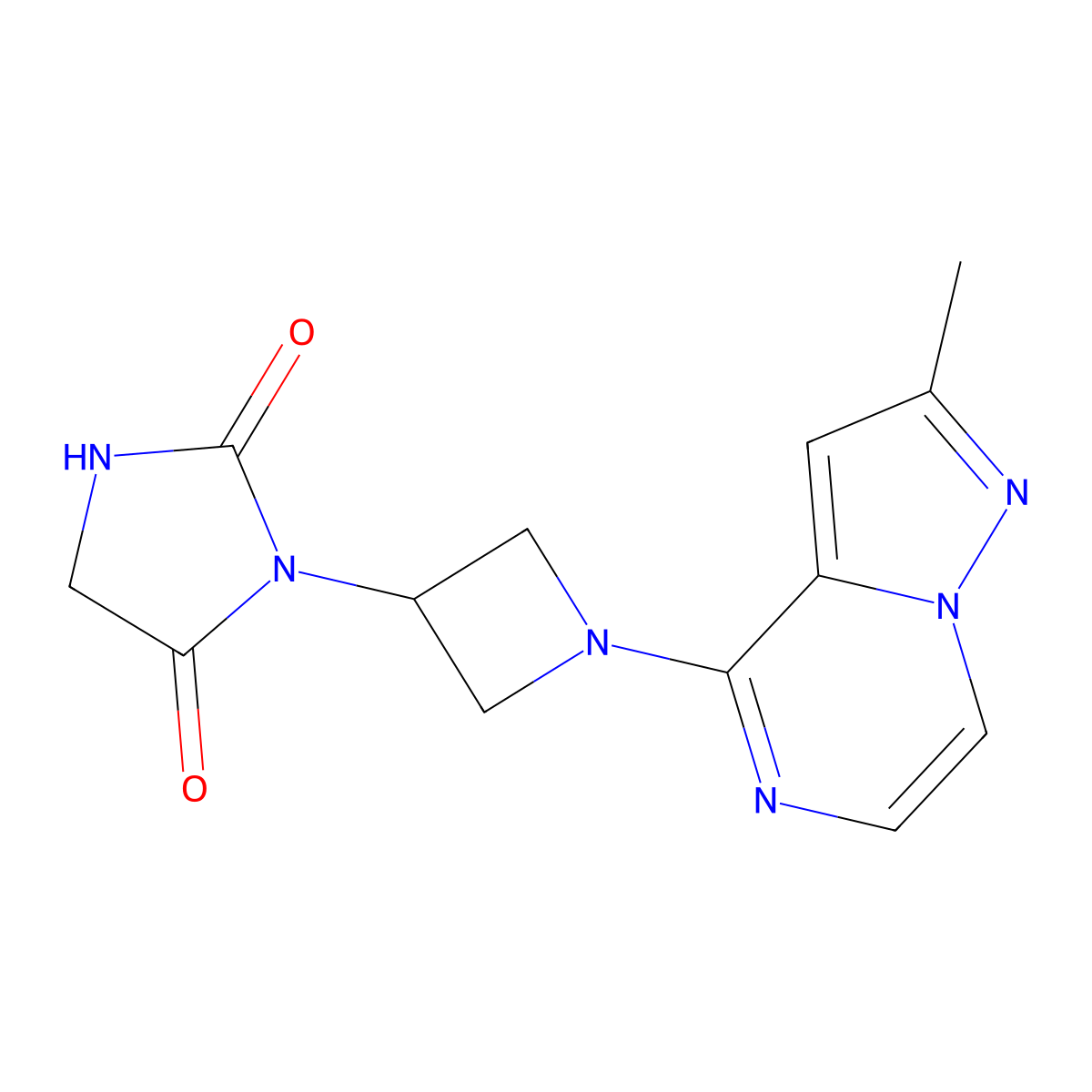 3-(1-{2-Methylpyrazolo[1,5-a]pyrazin-4-yl}azetidin-3-yl)imidazolidine-2,4-dione molecular structure, CAS 2380168-33-0