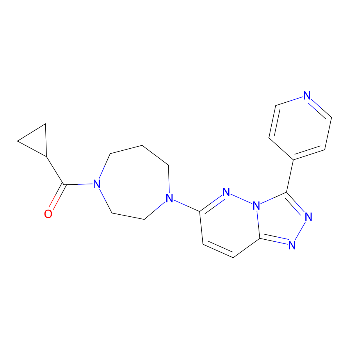 1-Cyclopropanecarbonyl-4-[3-(pyridin-4-yl)-[1,2,4]triazolo[4,3-b]pyridazin-6-yl]-1,4-diazepane molecular structure, CAS 2380168-34-1
