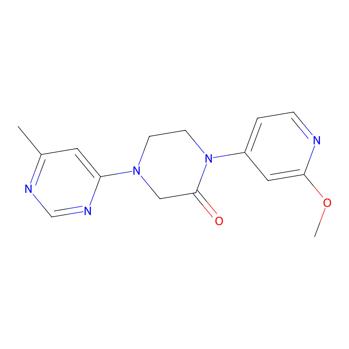 1-(2-Methoxypyridin-4-yl)-4-(6-methylpyrimidin-4-yl)piperazin-2-one molecular structure, CAS 2380168-44-3