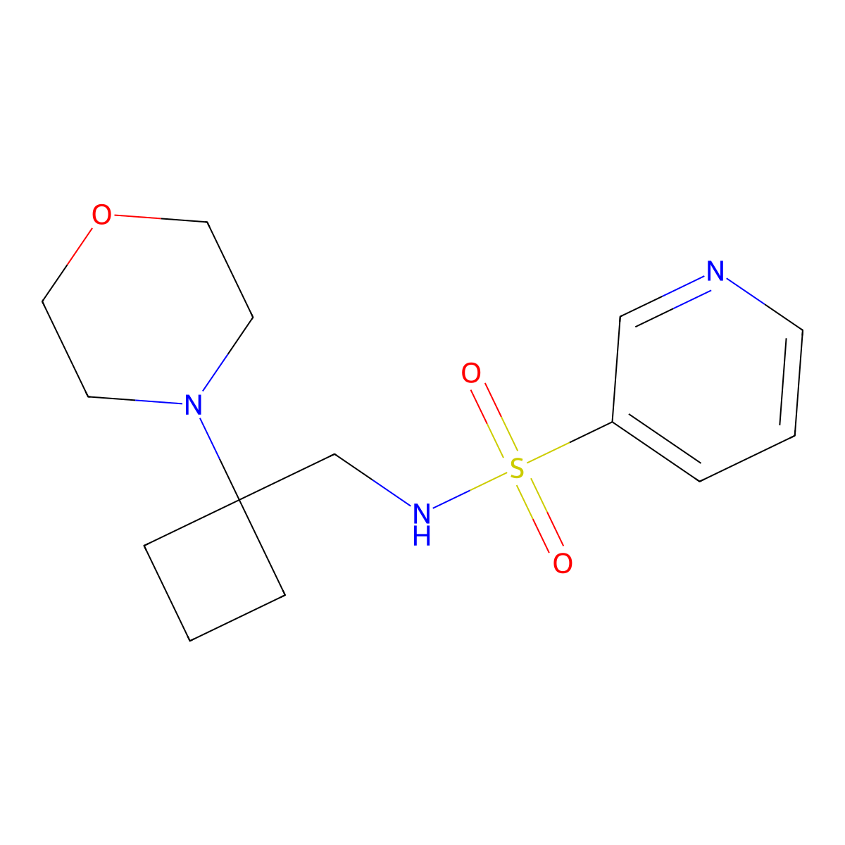 N-{[1-(morpholin-4-yl)cyclobutyl]methyl}pyridine-3-sulfonamide molecular structure, CAS 2380168-48-7