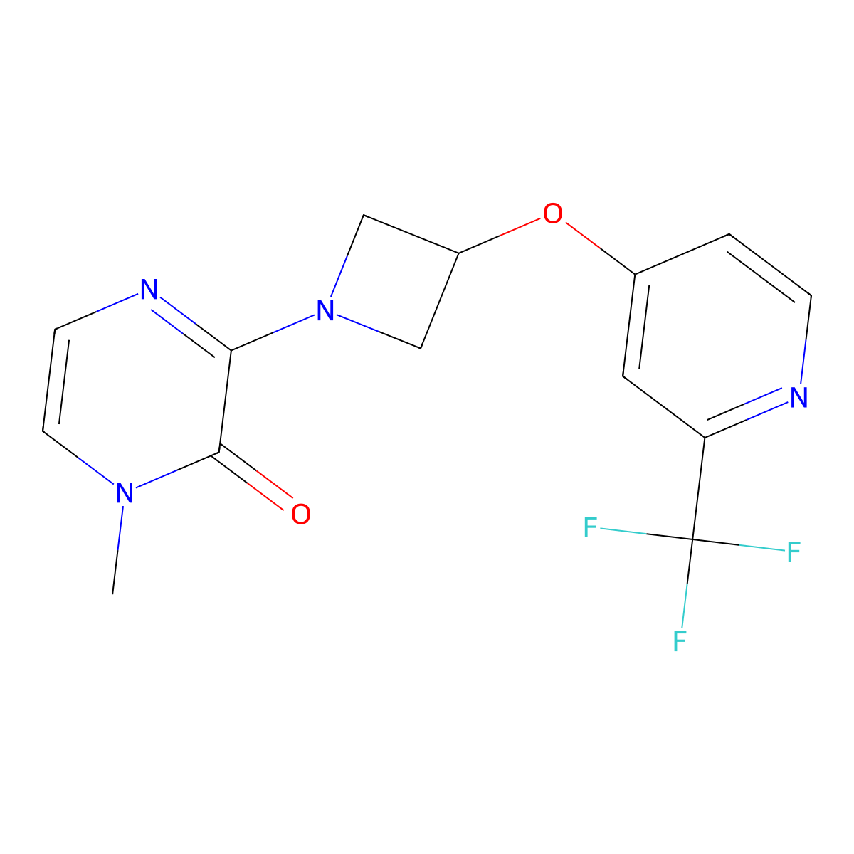 1-Methyl-3-(3-{[2-(trifluoromethyl)pyridin-4-yl]oxy}azetidin-1-yl)-1,2-dihydropyrazin-2-one molecular structure, CAS 2380168-50-1