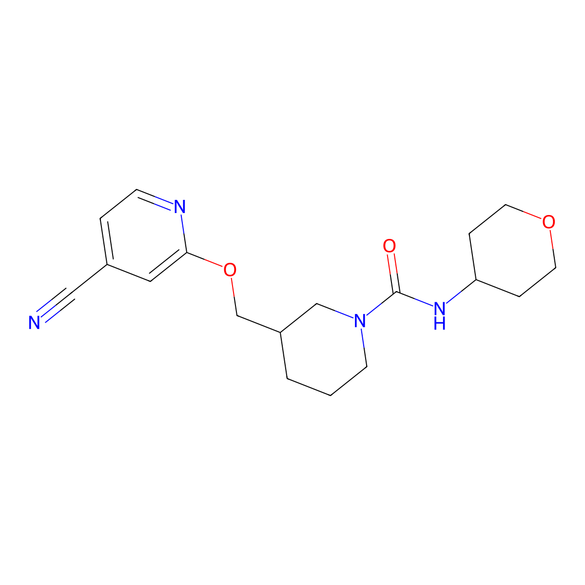 3-{[(4-cyanopyridin-2-yl)oxy]methyl}-N-(oxan-4-yl)piperidine-1-carboxamide molecular structure, CAS 2380168-59-0