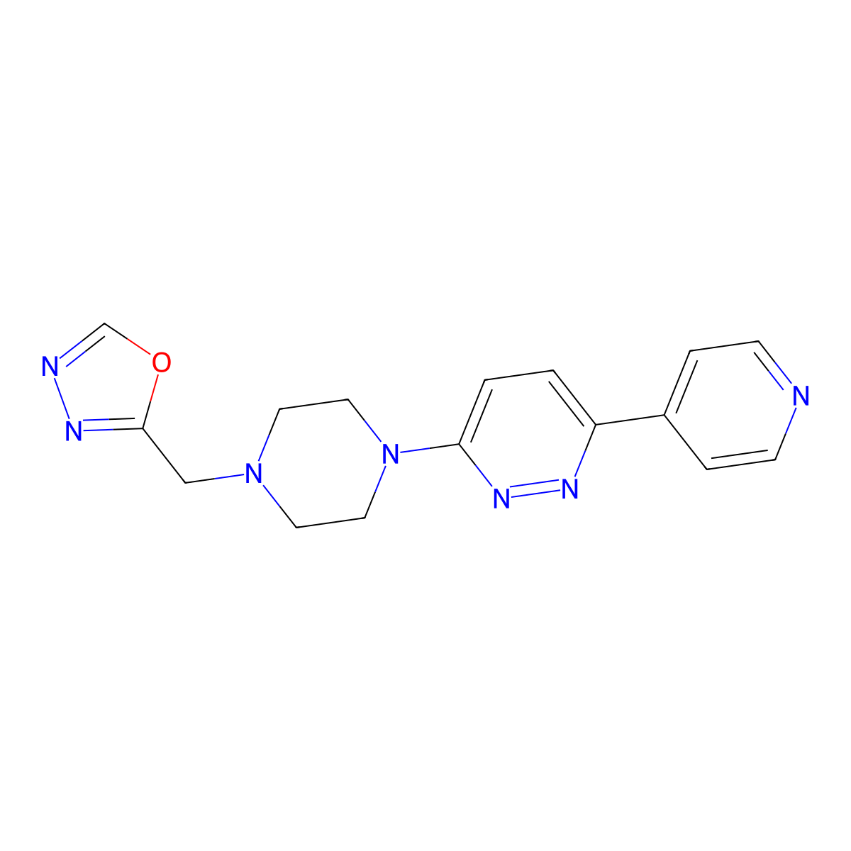 3-{4-[(1,3,4-Oxadiazol-2-yl)methyl]piperazin-1-yl}-6-(pyridin-4-yl)pyridazine molecular structure, CAS 2380168-61-4