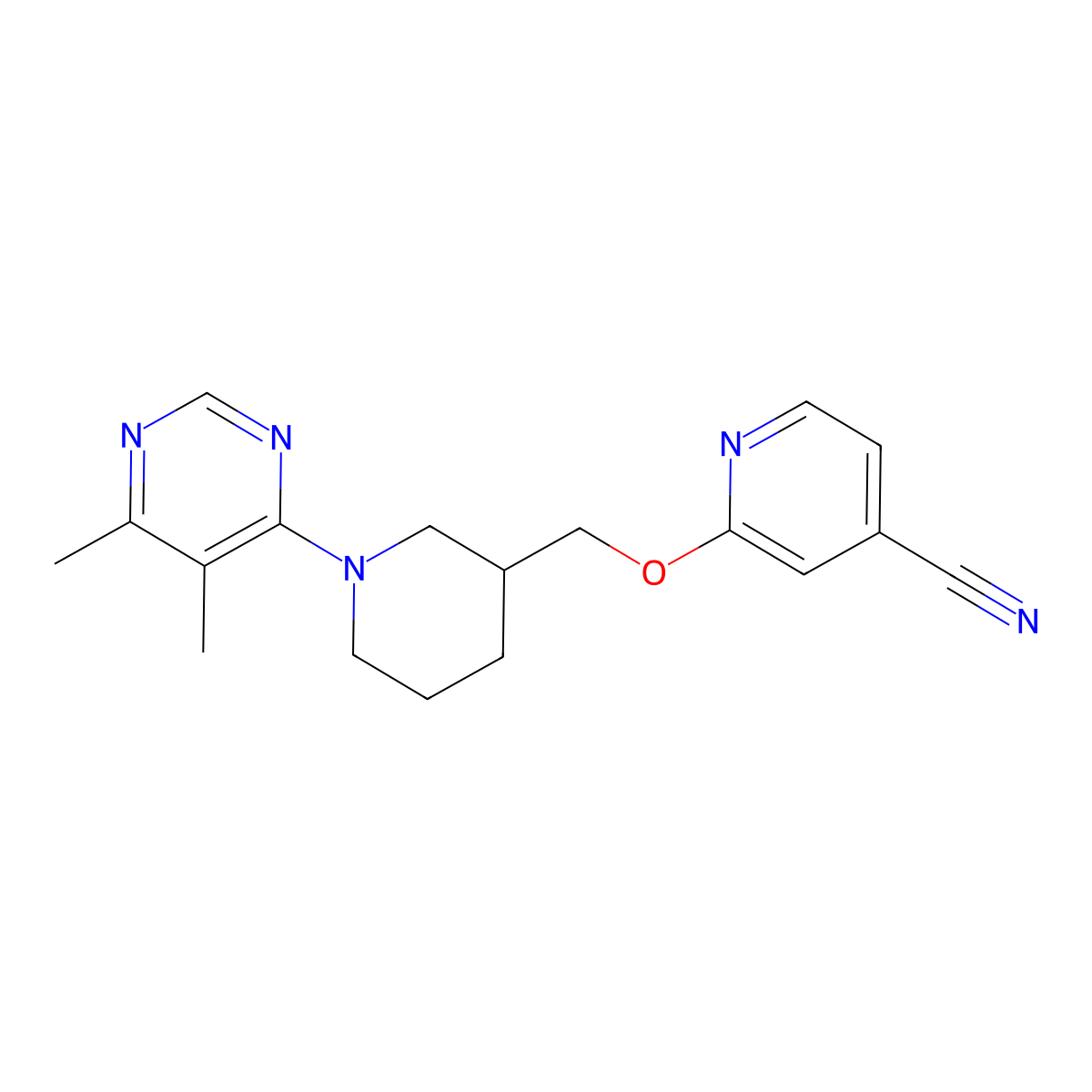 2-{[1-(5,6-Dimethylpyrimidin-4-yl)piperidin-3-yl]methoxy}pyridine-4-carbonitrile molecular structure, CAS 2380168-64-7