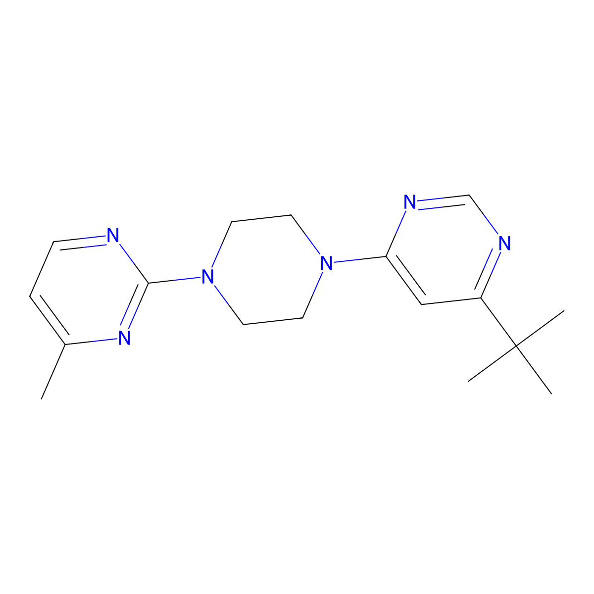 4-Tert-butyl-6-[4-(4-methylpyrimidin-2-yl)piperazin-1-yl]pyrimidine molecular structure, CAS 2380168-67-0