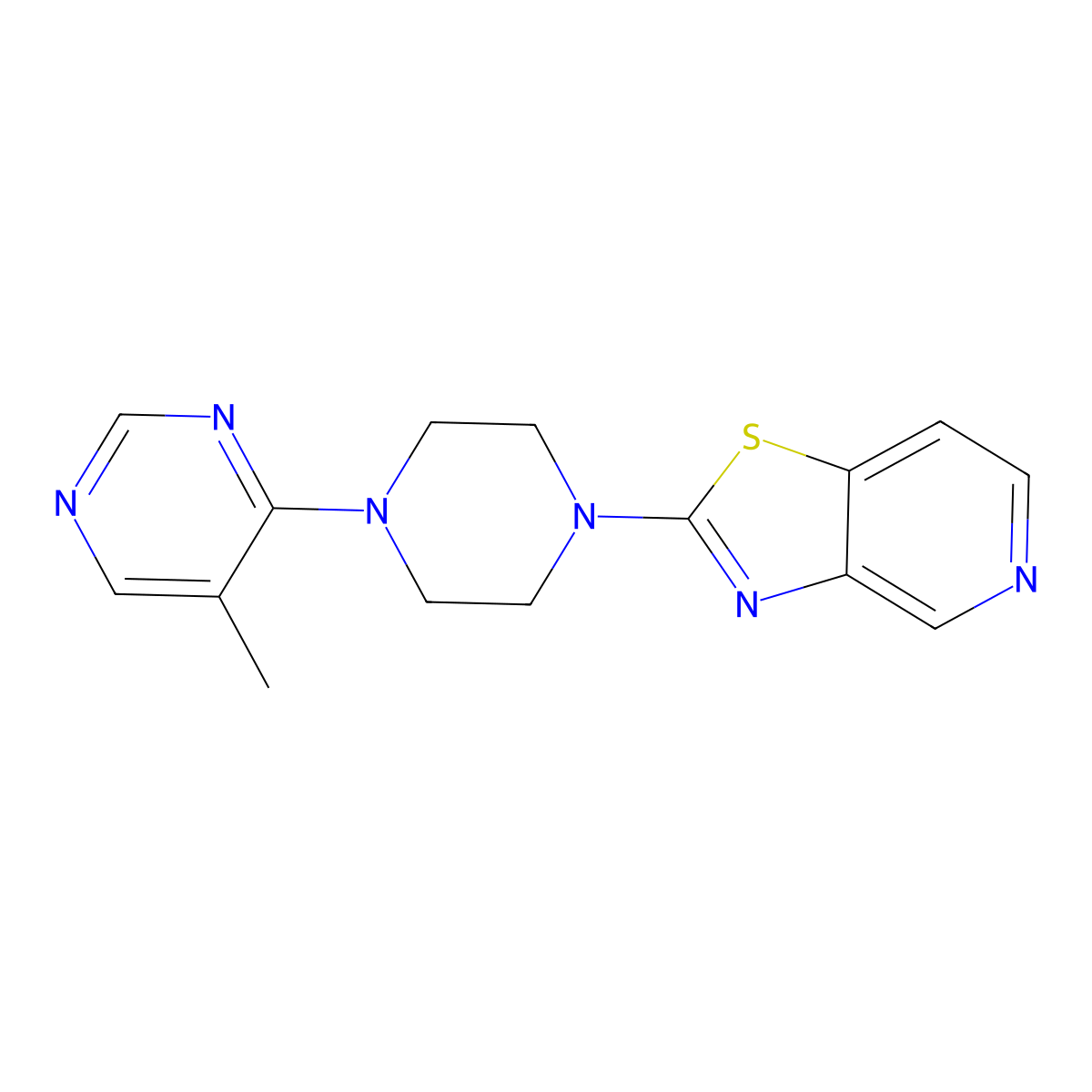5-Methyl-4-(4-{[1,3]thiazolo[4,5-c]pyridin-2-yl}piperazin-1-yl)pyrimidine molecular structure, CAS 2380168-68-1