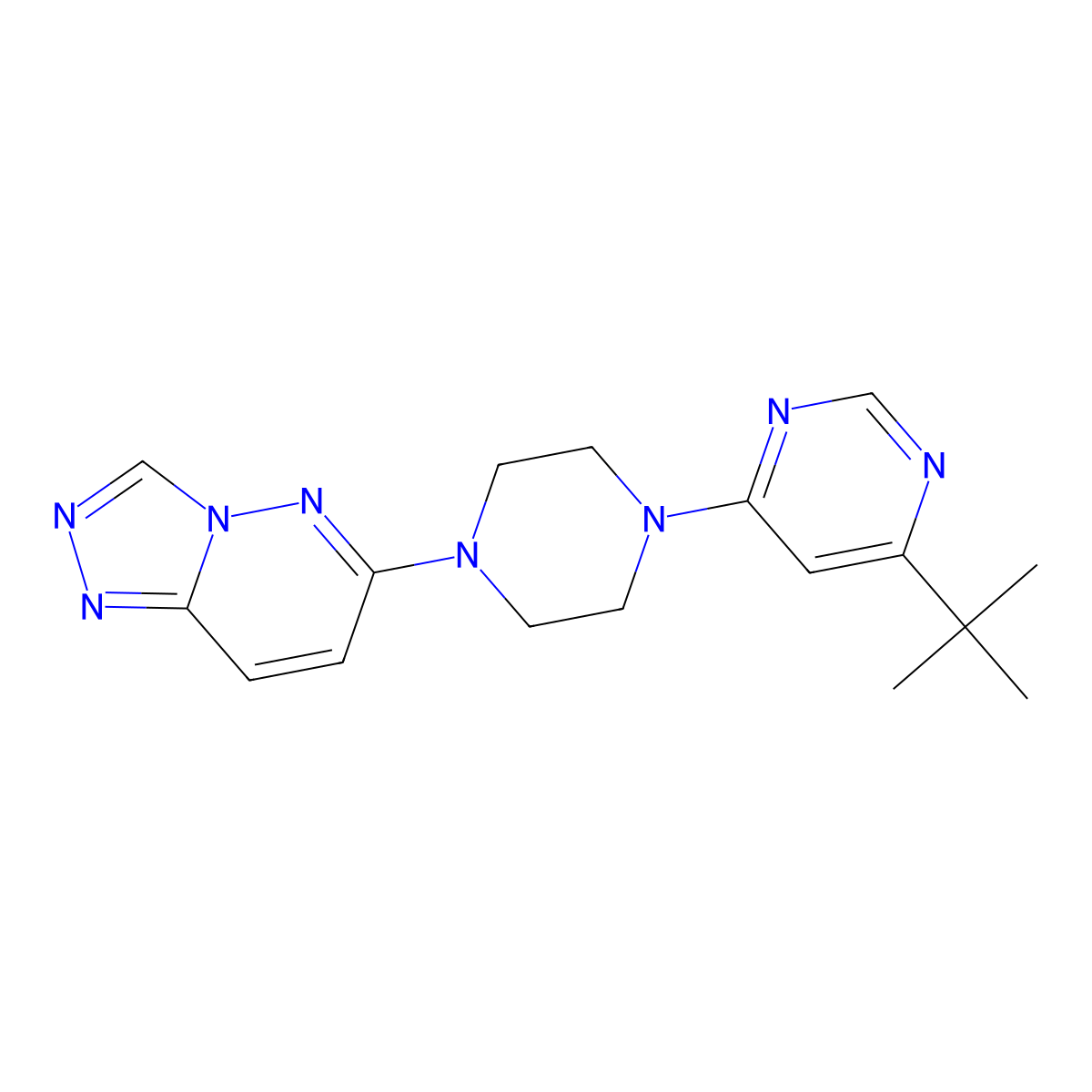 4-Tert-butyl-6-(4-{[1,2,4]triazolo[4,3-b]pyridazin-6-yl}piperazin-1-yl)pyrimidine molecular structure, CAS 2380168-73-8