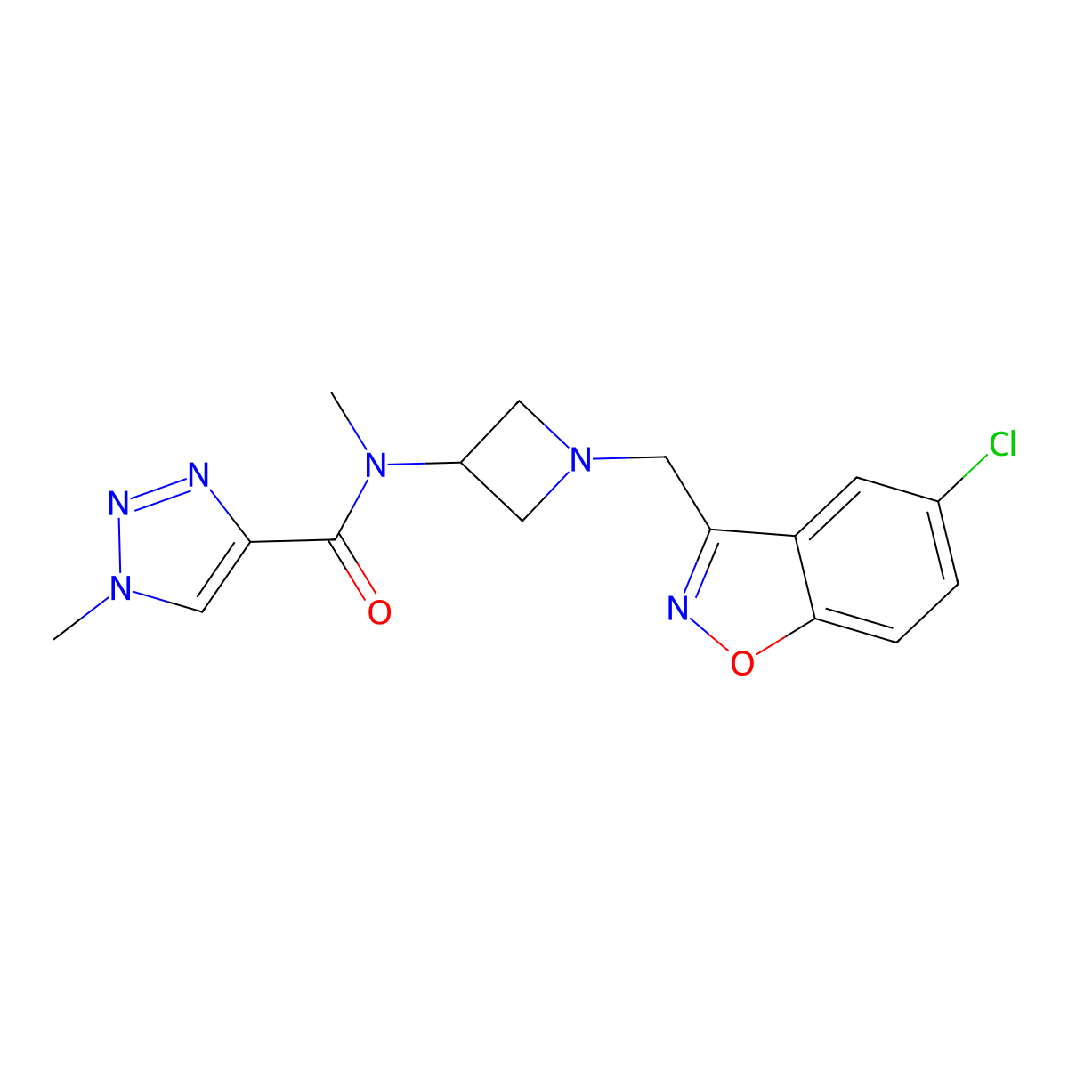 N-{1-[(5-chloro-1,2-benzoxazol-3-yl)methyl]azetidin-3-yl}-N,1-dimethyl-1H-1,2,3-triazole-4-carboxamide molecular structure, CAS 2380168-77-2