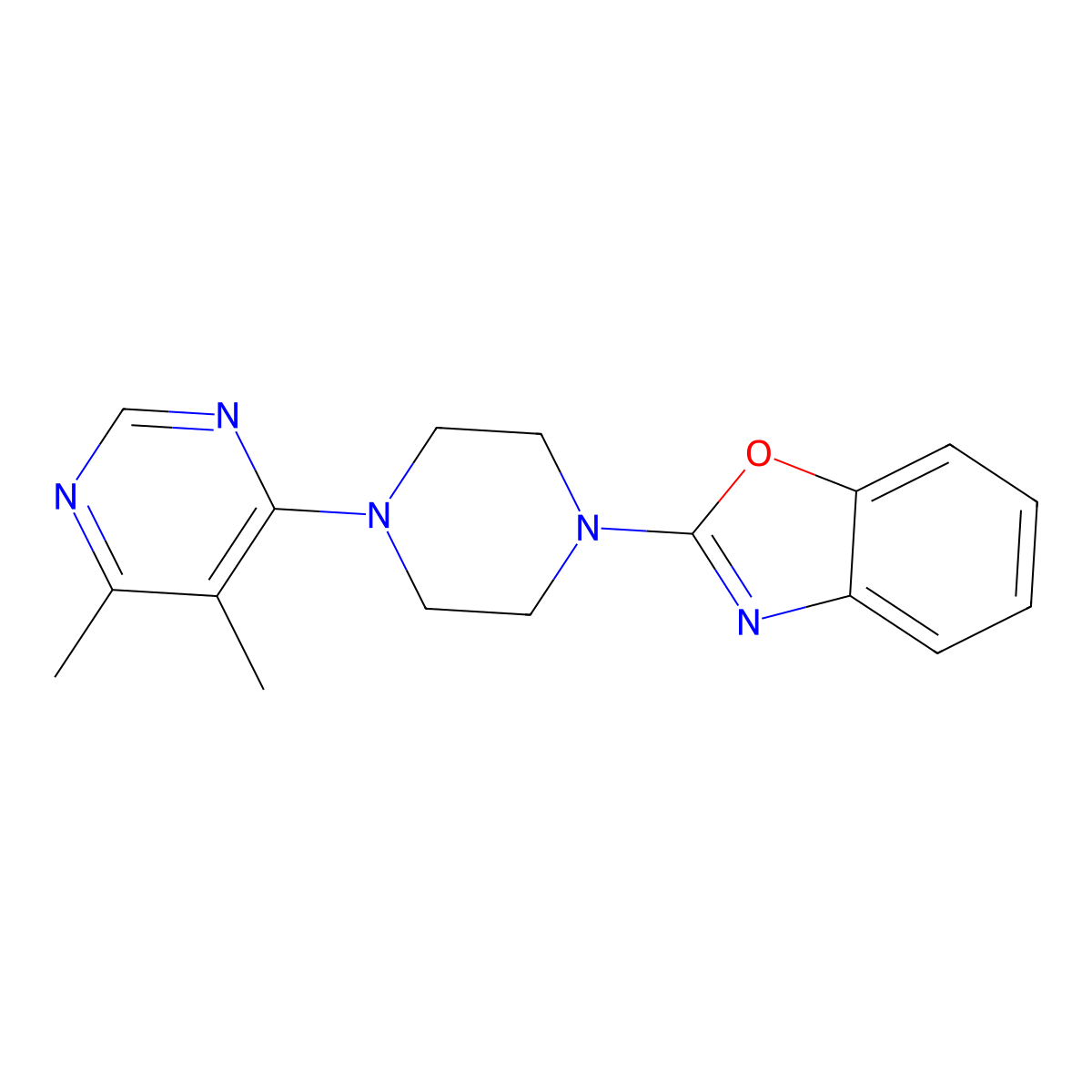 2-[4-(5,6-Dimethylpyrimidin-4-yl)piperazin-1-yl]-1,3-benzoxazole molecular structure, CAS 2380168-78-3