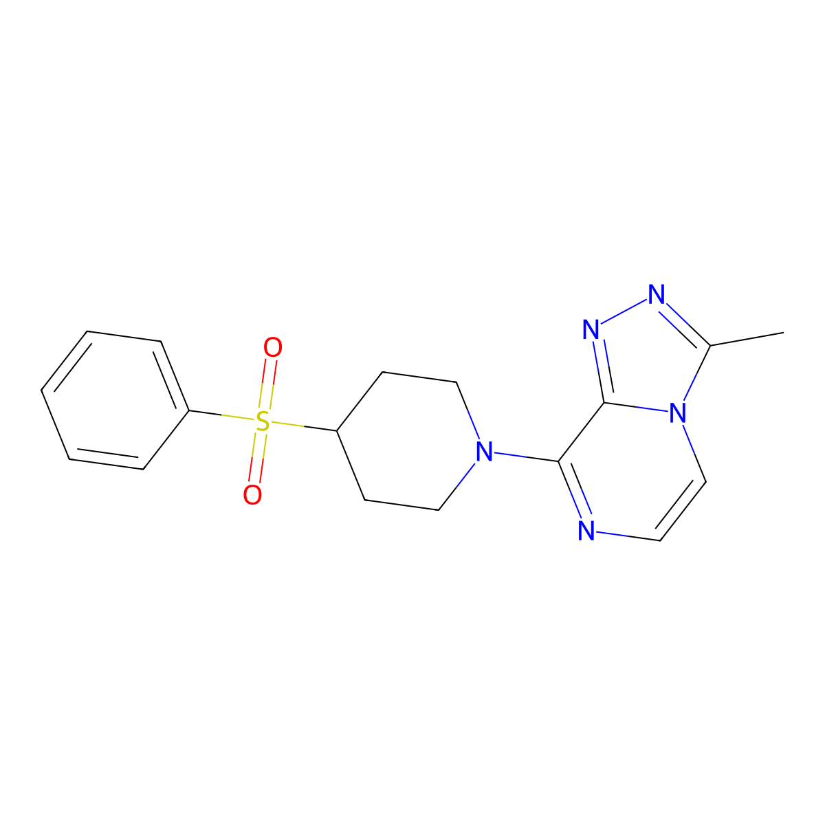 4-(Benzenesulfonyl)-1-{3-methyl-[1,2,4]triazolo[4,3-a]pyrazin-8-yl}piperidine molecular structure, CAS 2380168-82-9