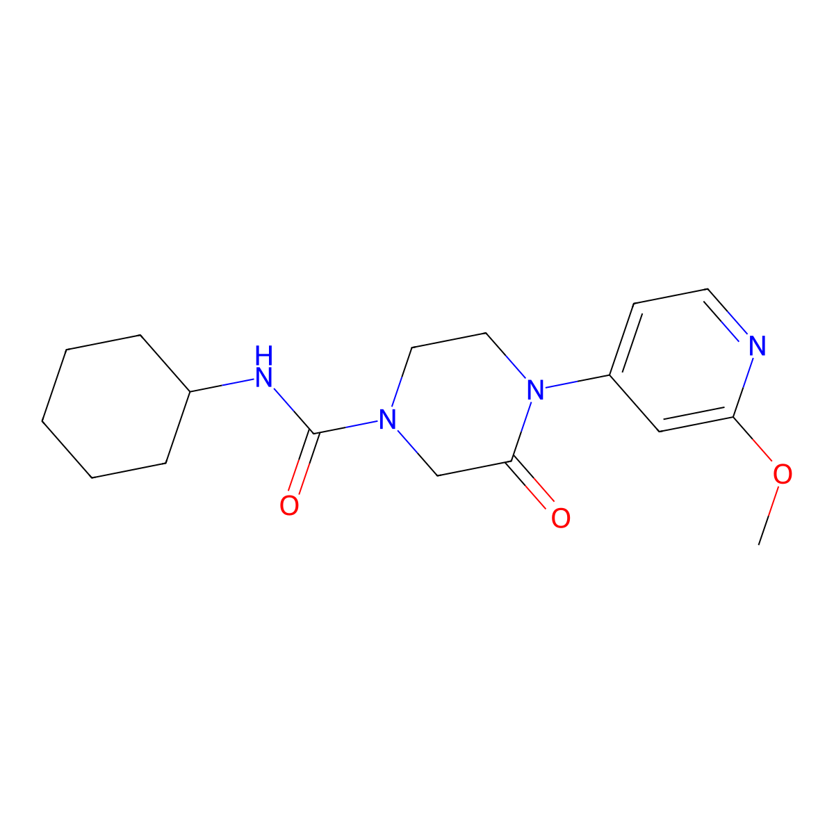 N-Cyclohexyl-4-(2-methoxypyridin-4-yl)-3-oxopiperazine-1-carboxamide molecular structure, CAS 2380168-87-4