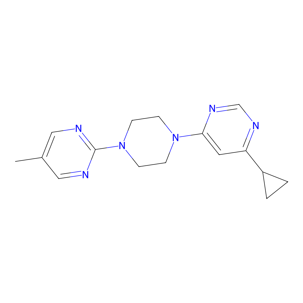 4-Cyclopropyl-6-[4-(5-methylpyrimidin-2-yl)piperazin-1-yl]pyrimidine molecular structure, CAS 2380168-90-9