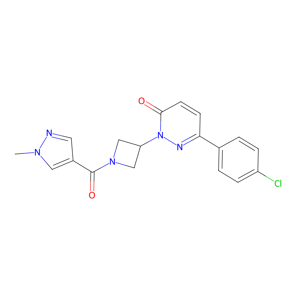 6-(4-chlorophenyl)-2-[1-(1-methyl-1H-pyrazole-4-carbonyl)azetidin-3-yl]-2,3-dihydropyridazin-3-one molecular structure, CAS 2380168-93-2