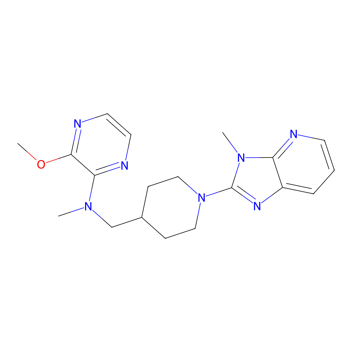 3-methoxy-N-methyl-N-[(1-{3-methyl-3H-imidazo[4,5-b]pyridin-2-yl}piperidin-4-yl)methyl]pyrazin-2-amine molecular structure, CAS 2380168-94-3