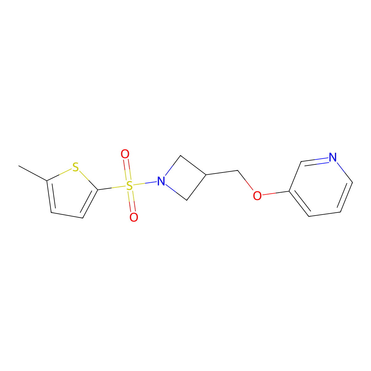 3-({1-[(5-Methylthiophen-2-yl)sulfonyl]azetidin-3-yl}methoxy)pyridine molecular structure, CAS 2380168-95-4
