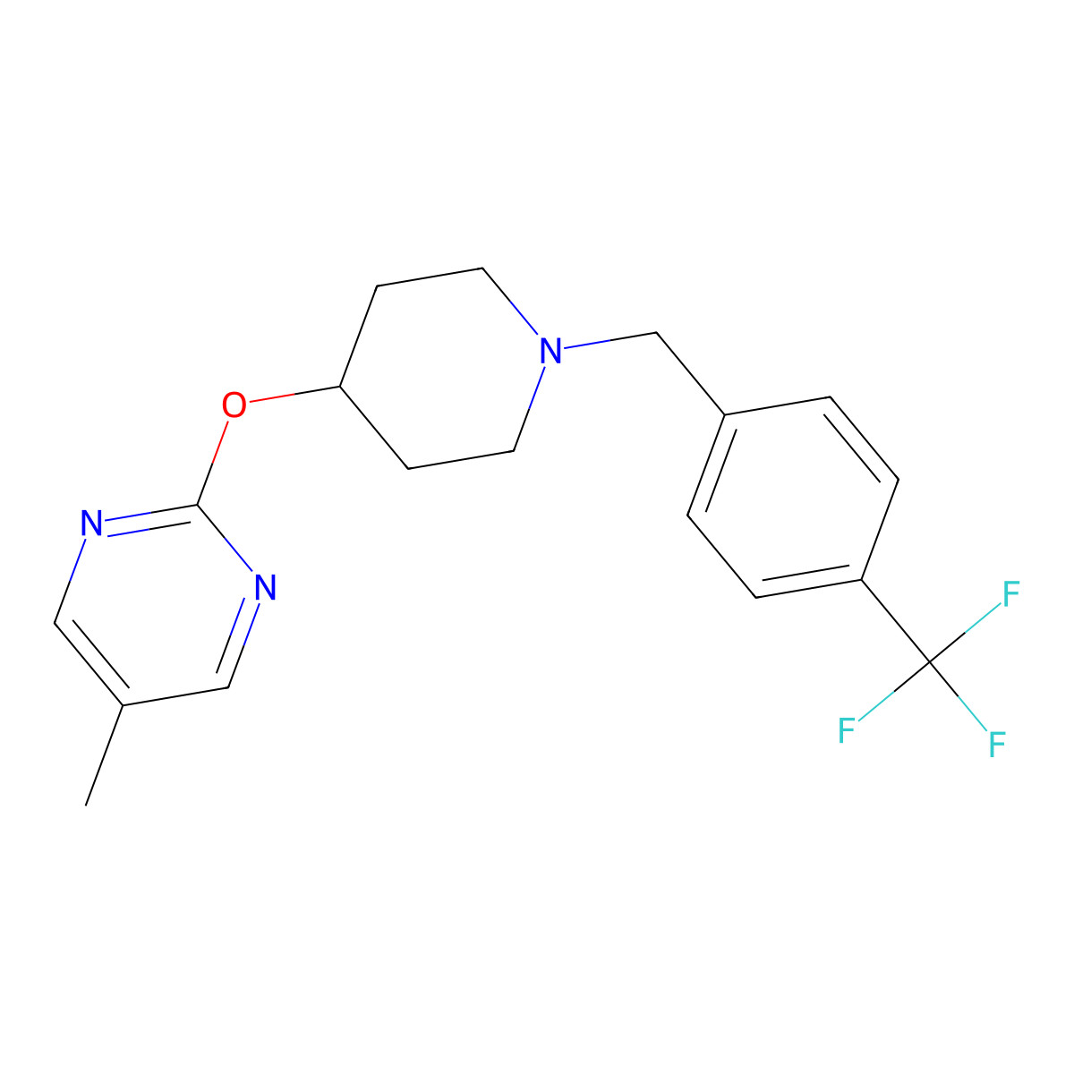 5-Methyl-2-[(1-{[4-(trifluoromethyl)phenyl]methyl}piperidin-4-yl)oxy]pyrimidine molecular structure, CAS 2380168-96-5
