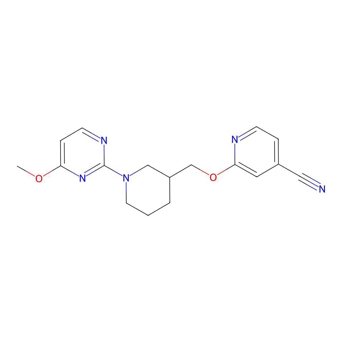 2-{[1-(4-Methoxypyrimidin-2-yl)piperidin-3-yl]methoxy}pyridine-4-carbonitrile molecular structure, CAS 2380169-04-8