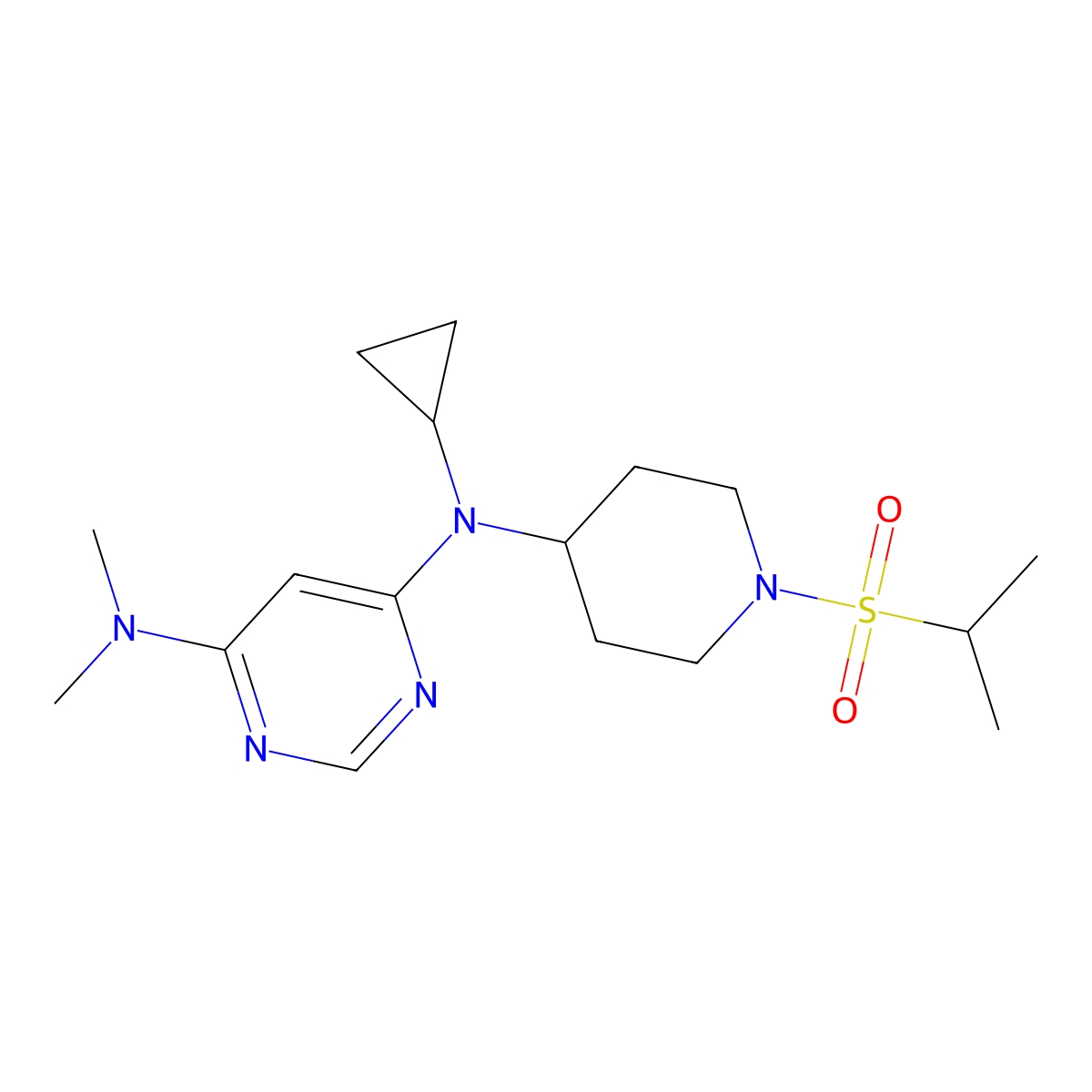 N4-cyclopropyl-N6,N6-dimethyl-N4-[1-(propane-2-sulfonyl)piperidin-4-yl]pyrimidine-4,6-diamine molecular structure, CAS 2380169-05-9