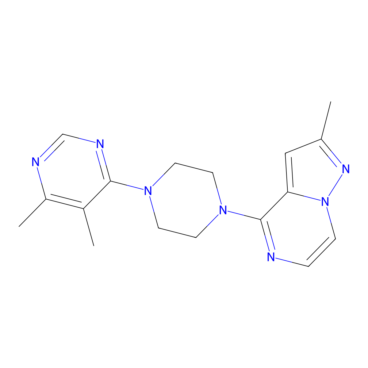 4,5-Dimethyl-6-(4-{2-methylpyrazolo[1,5-a]pyrazin-4-yl}piperazin-1-yl)pyrimidine molecular structure, CAS 2380169-10-6