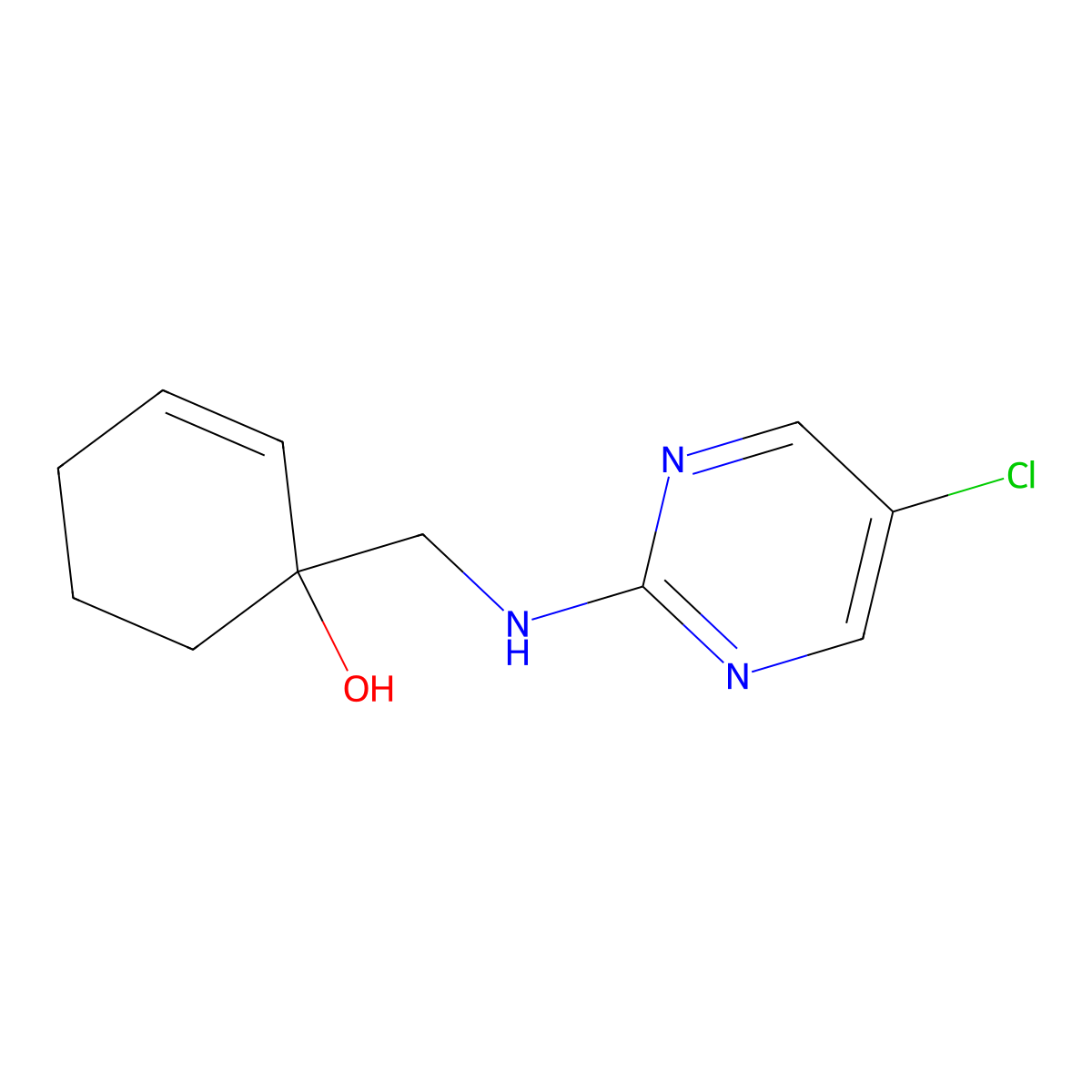 1-{[(5-Chloropyrimidin-2-yl)amino]methyl}cyclohex-2-en-1-ol molecular structure, CAS 2380169-18-4