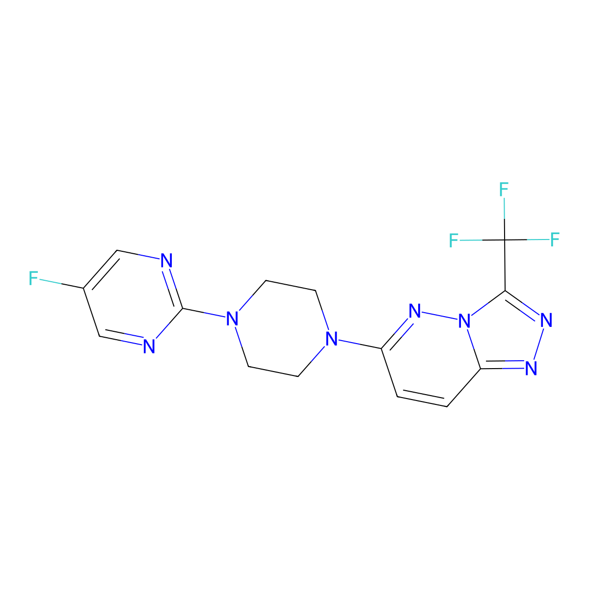 5-Fluoro-2-{4-[3-(trifluoromethyl)-[1,2,4]triazolo[4,3-b]pyridazin-6-yl]piperazin-1-yl}pyrimidine molecular structure, CAS 2380169-19-5