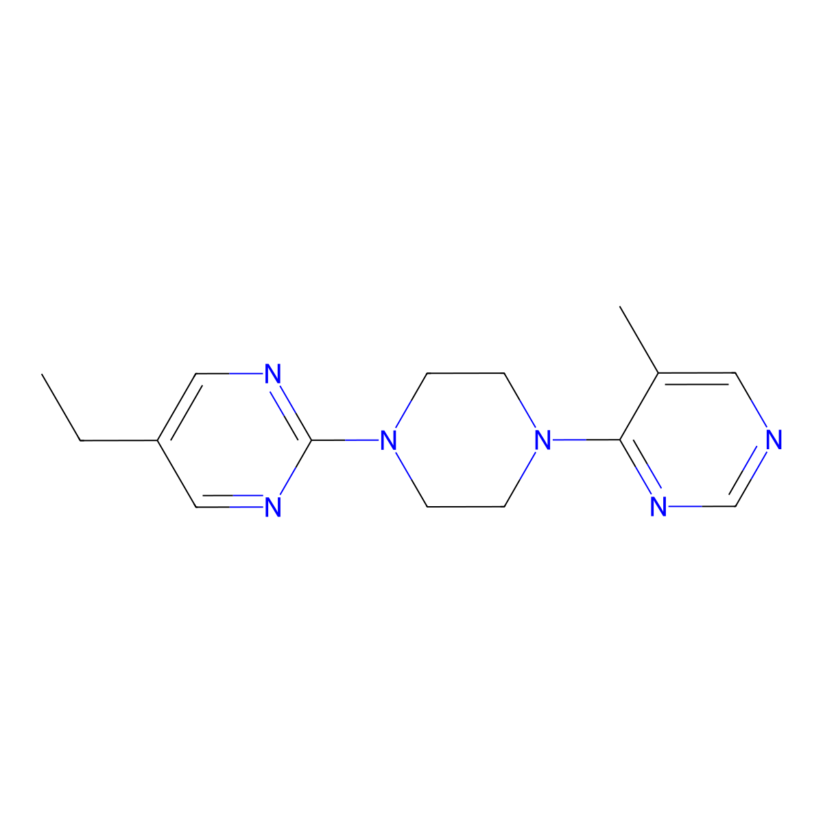 4-[4-(5-Ethylpyrimidin-2-yl)piperazin-1-yl]-5-methylpyrimidine molecular structure, CAS 2380169-23-1