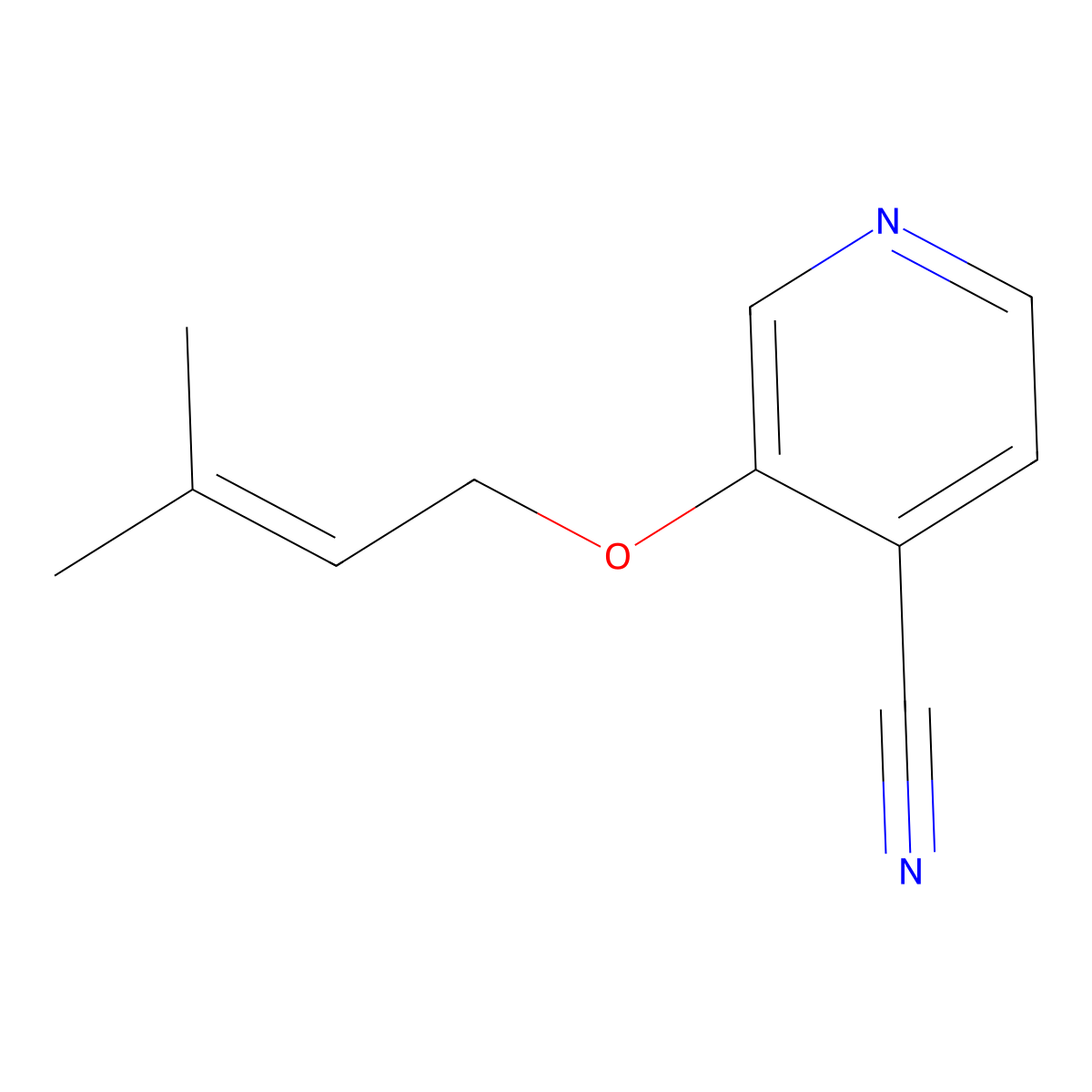 3-[(3-Methylbut-2-en-1-yl)oxy]pyridine-4-carbonitrile molecular structure, CAS 2380169-25-3