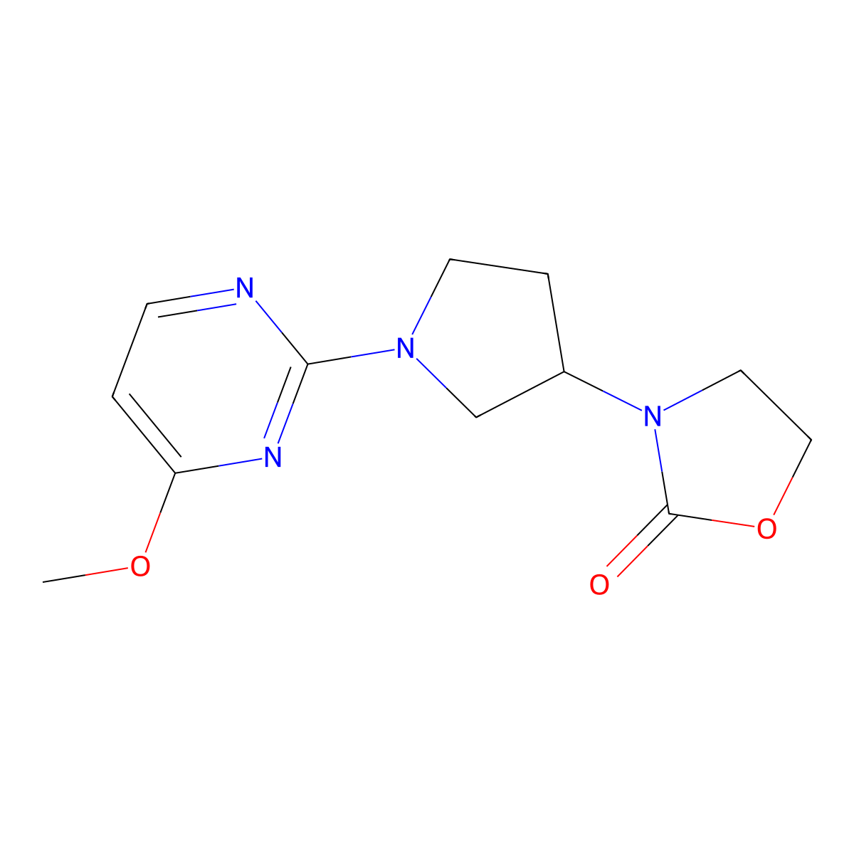 3-[1-(4-Methoxypyrimidin-2-yl)pyrrolidin-3-yl]-1,3-oxazolidin-2-one molecular structure, CAS 2380169-26-4