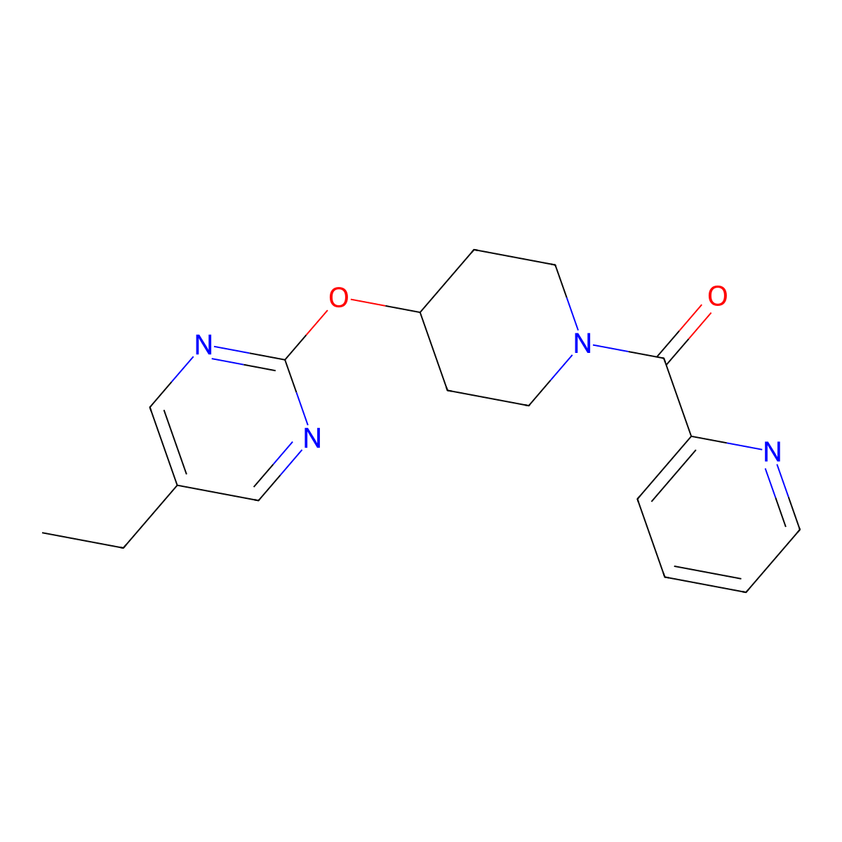 5-Ethyl-2-{[1-(pyridine-2-carbonyl)piperidin-4-yl]oxy}pyrimidine molecular structure, CAS 2380169-27-5