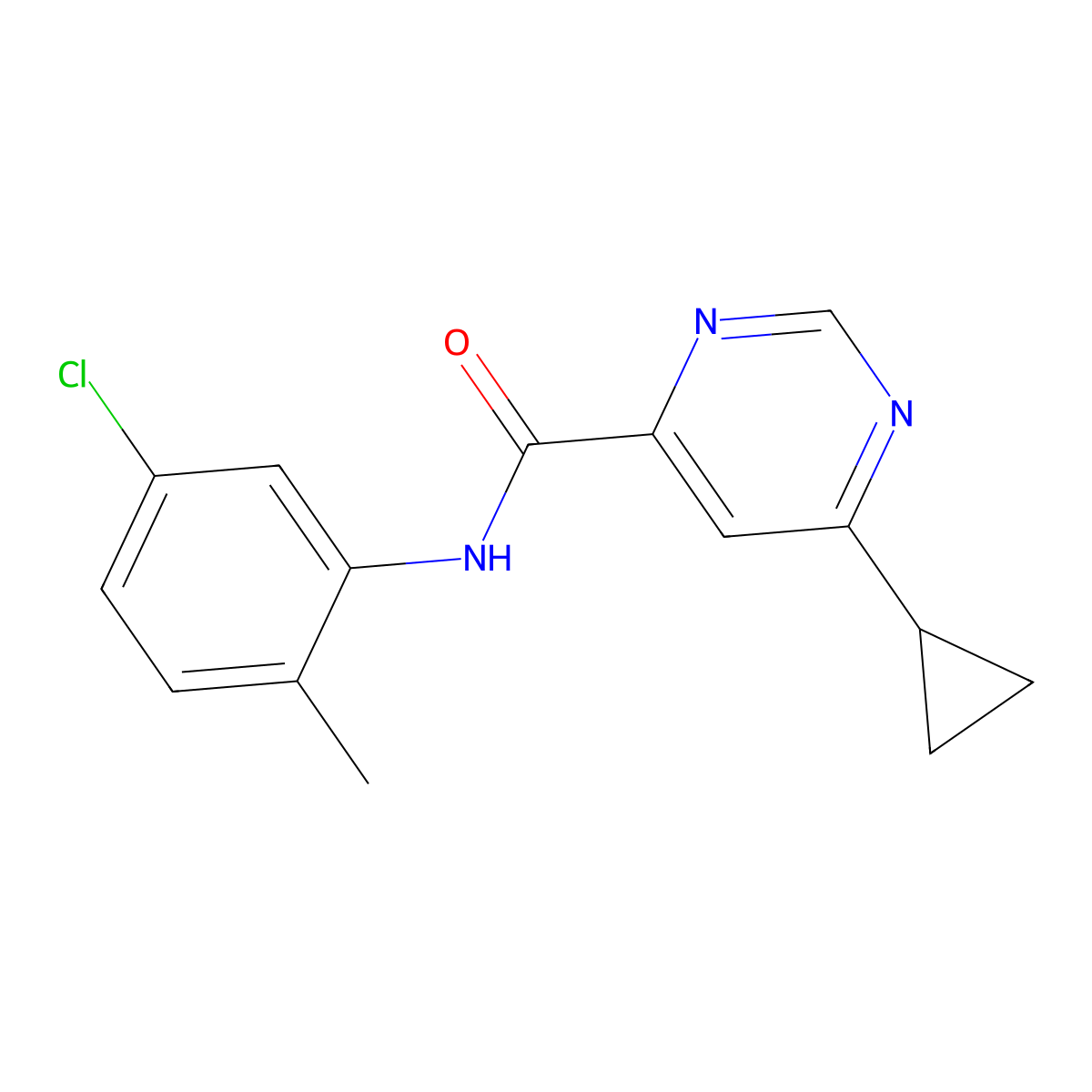 N-(5-Chloro-2-methylphenyl)-6-cyclopropylpyrimidine-4-carboxamide molecular structure, CAS 2380169-28-6