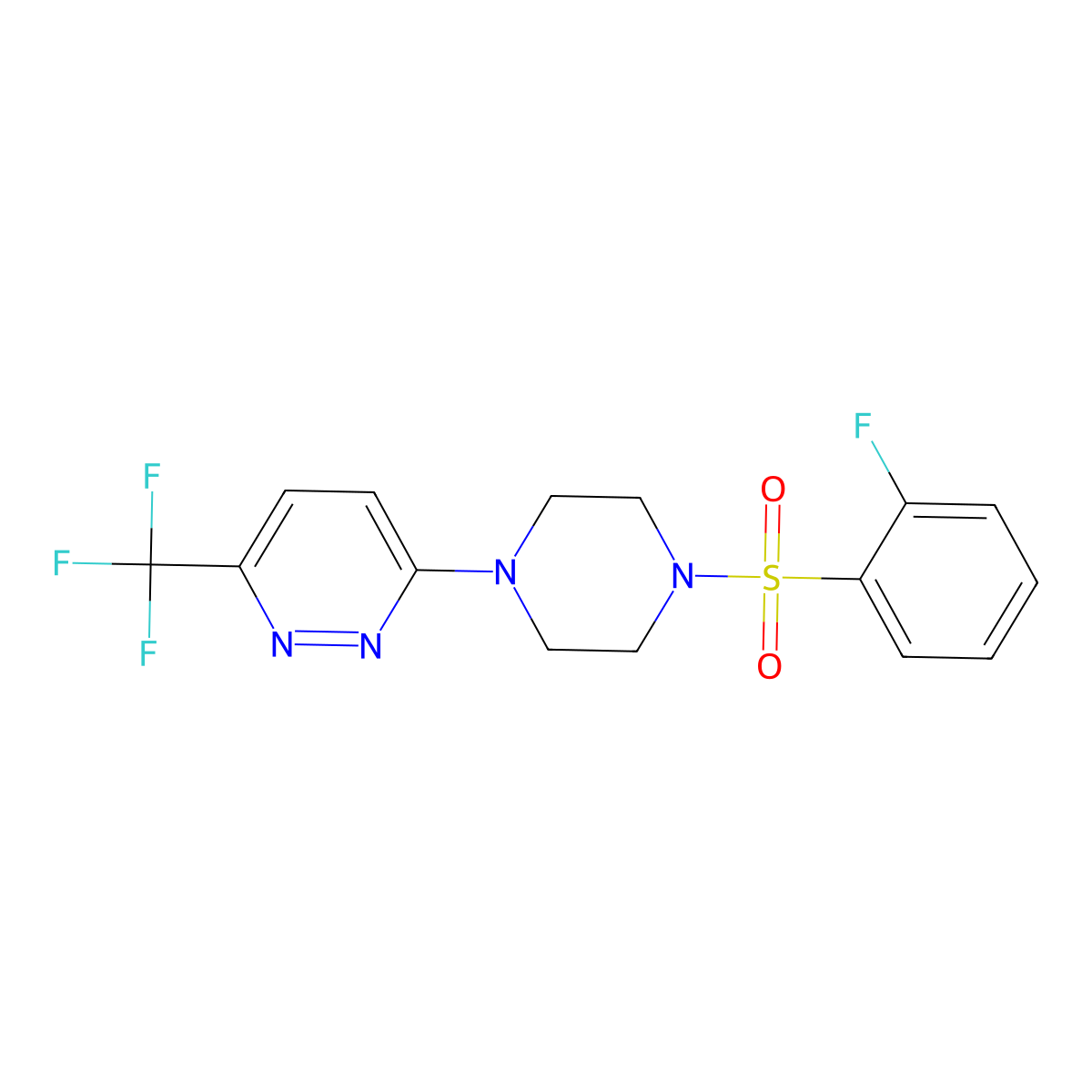 3-[4-(2-Fluorobenzenesulfonyl)piperazin-1-yl]-6-(trifluoromethyl)pyridazine molecular structure, CAS 2380169-29-7