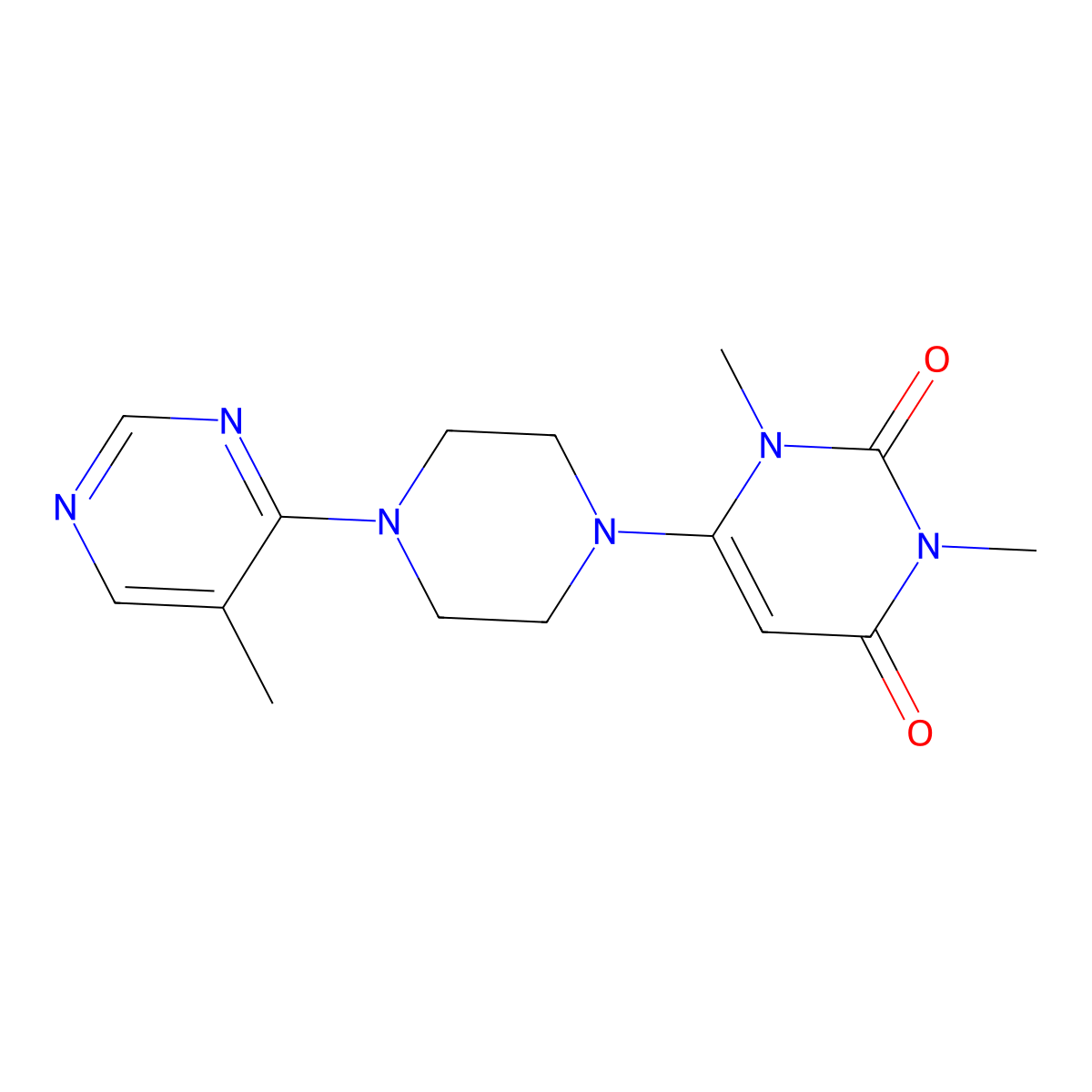 1,3-Dimethyl-6-[4-(5-methylpyrimidin-4-yl)piperazin-1-yl]-1,2,3,4-tetrahydropyrimidine-2,4-dione molecular structure, CAS 2380169-32-2