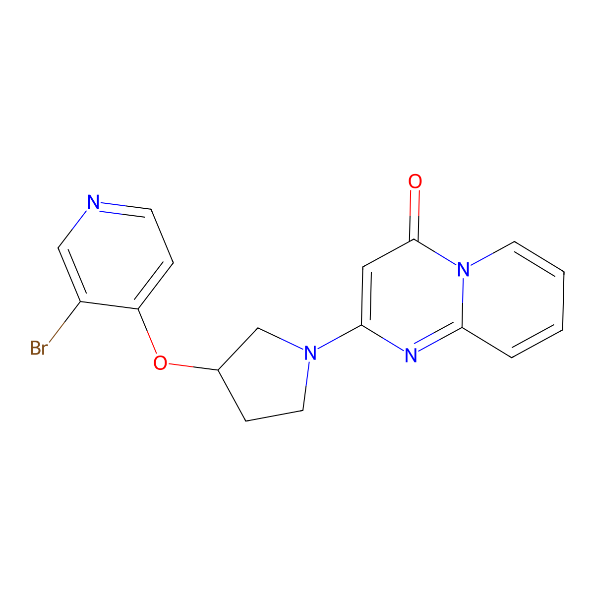 2-{3-[(3-bromopyridin-4-yl)oxy]pyrrolidin-1-yl}-4H-pyrido[1,2-a]pyrimidin-4-one molecular structure, CAS 2380169-36-6
