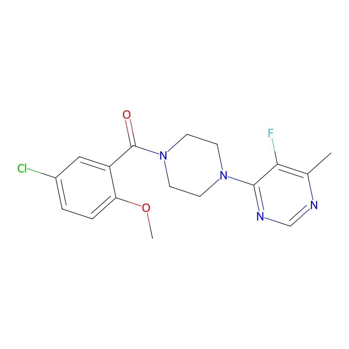 4-[4-(5-Chloro-2-methoxybenzoyl)piperazin-1-yl]-5-fluoro-6-methylpyrimidine molecular structure, CAS 2380169-37-7
