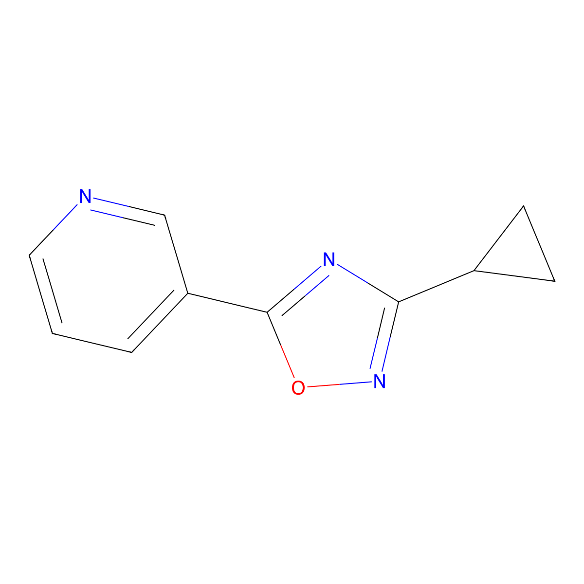 3-(3-Cyclopropyl-1,2,4-oxadiazol-5-yl)pyridine molecular structure, CAS 2380169-40-2