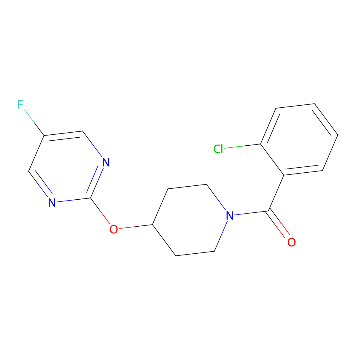 2-{[1-(2-Chlorobenzoyl)piperidin-4-yl]oxy}-5-fluoropyrimidine molecular structure, CAS 2380169-45-7